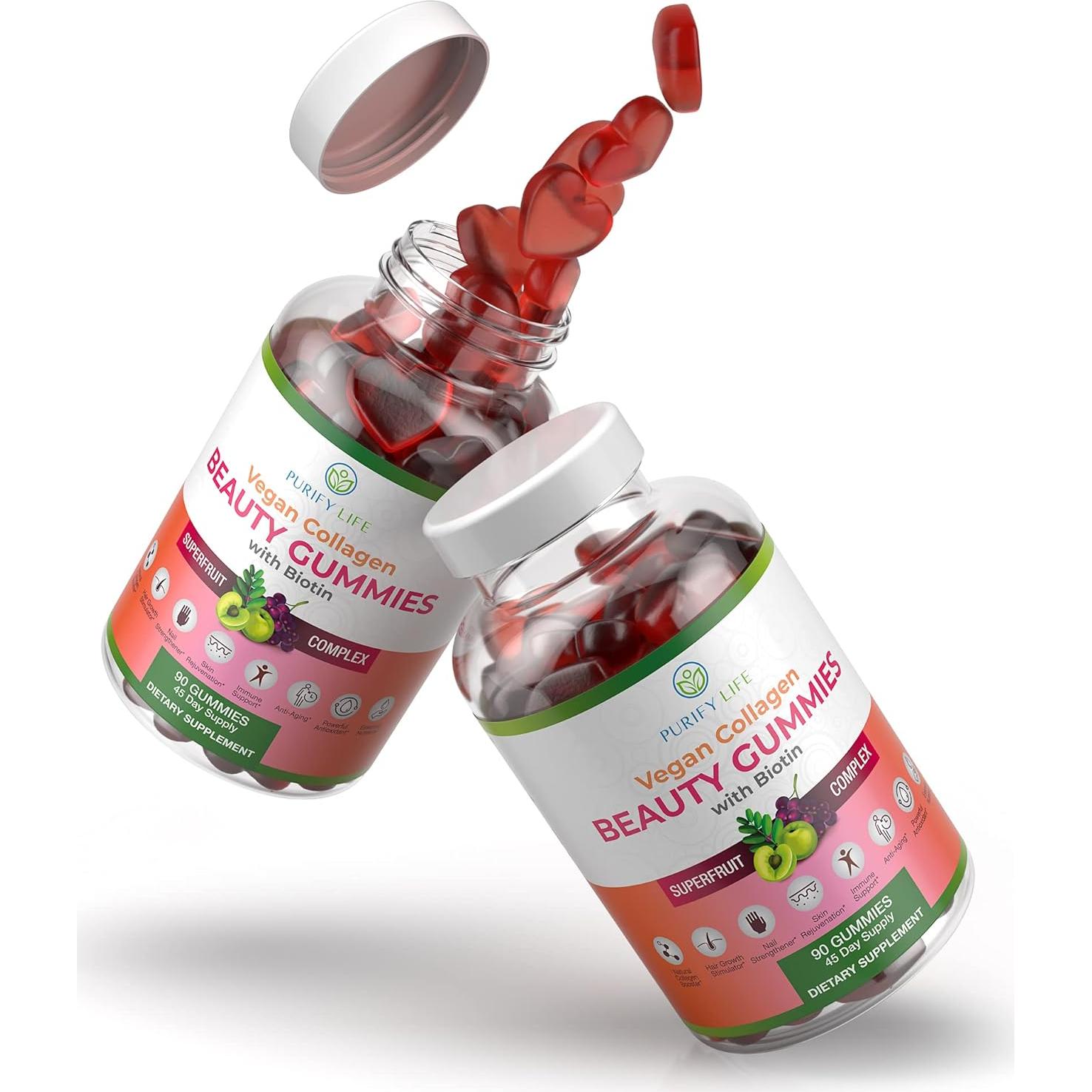 Gomitas de Colágeno Vegano Purify Life 90 Unidades con Biotina