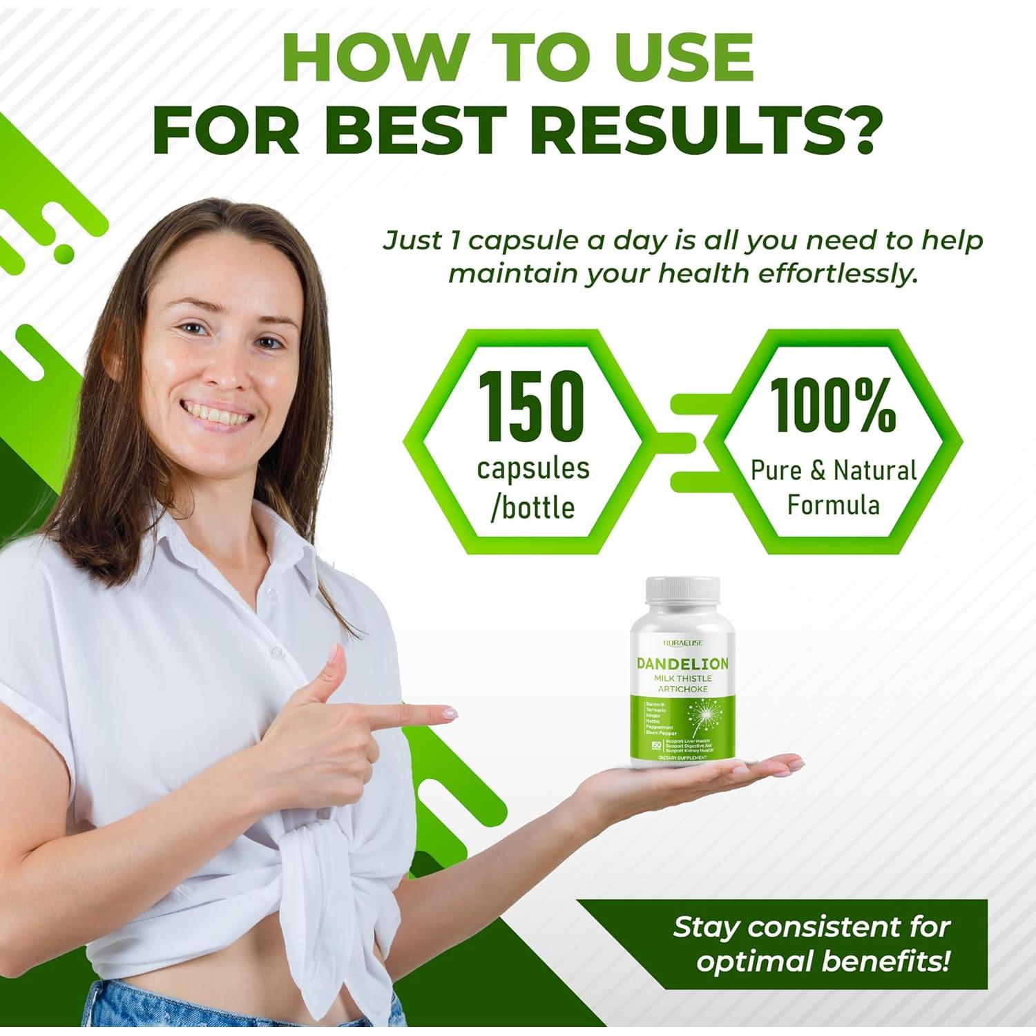 Suplemento Digestivo NuraFuse Diente de León 150 Cápsulas