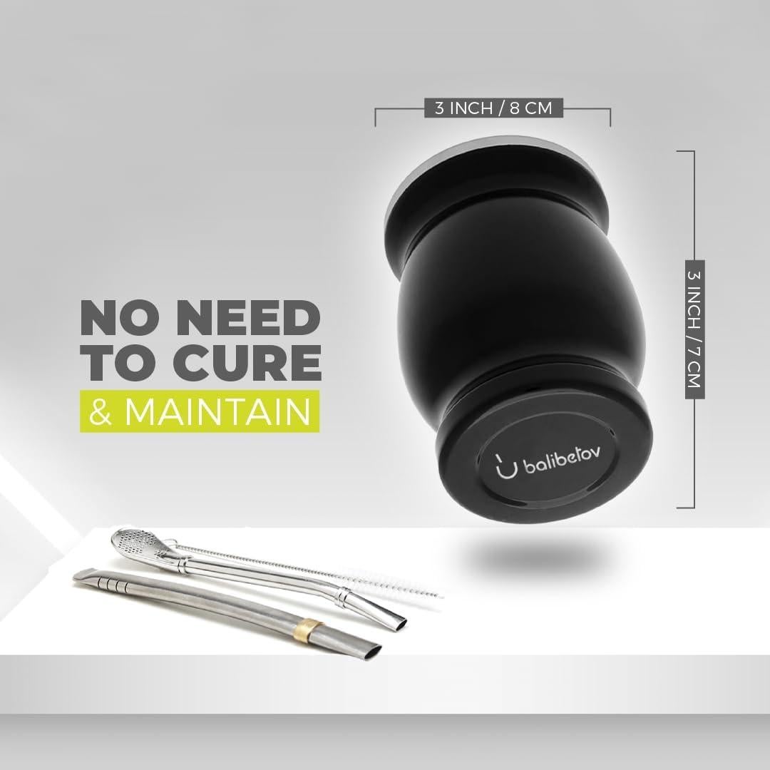 Conjunto de Taza de Mate y Bombillas de Acero Inoxidable BALIBETOV