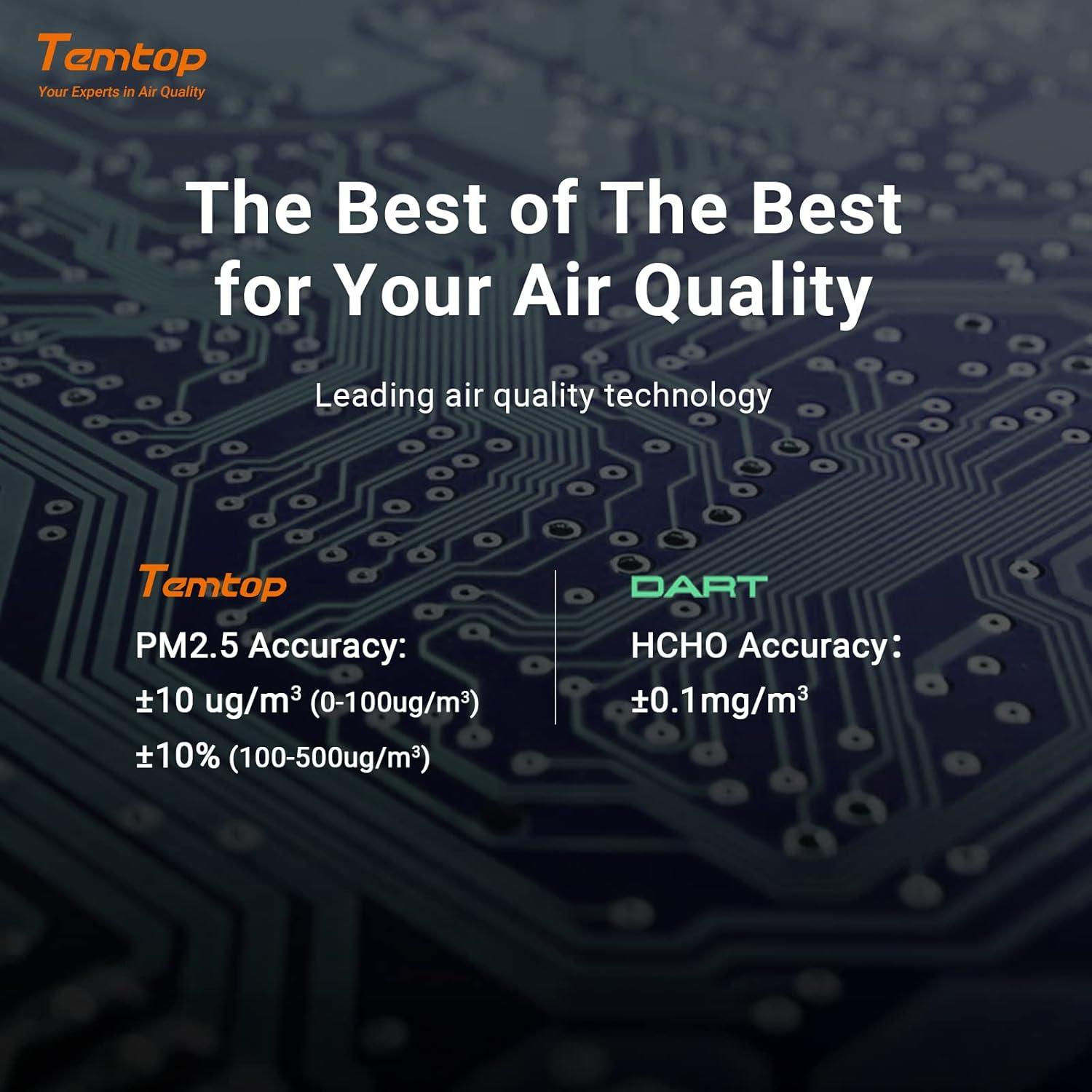 Monitor de Calidad del Aire Temtop M10 PM2.5 AQI TVOC HCHO