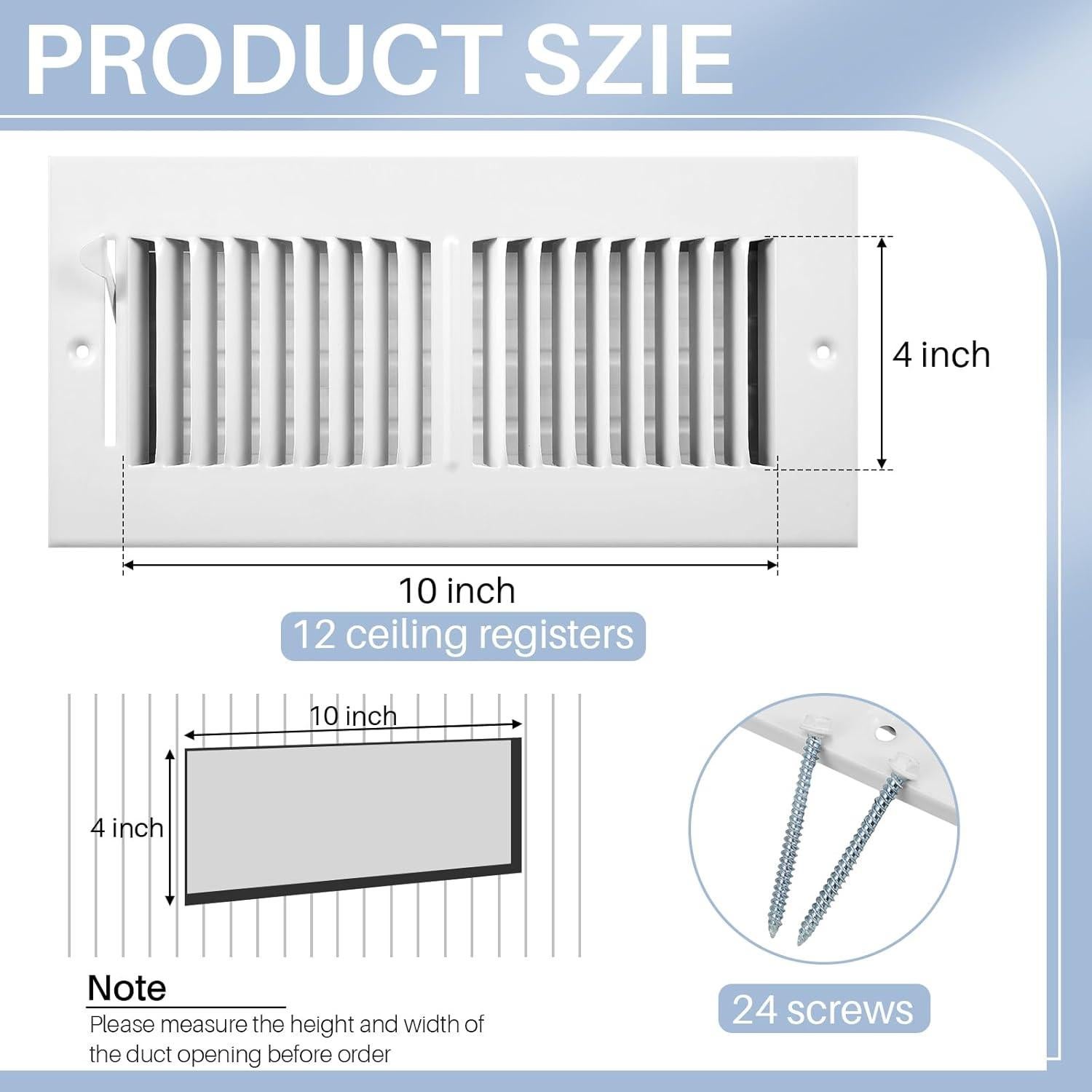 Cubierta de Ventilación Zonon 12 Pcs 25.4x10.16 cm Blanca