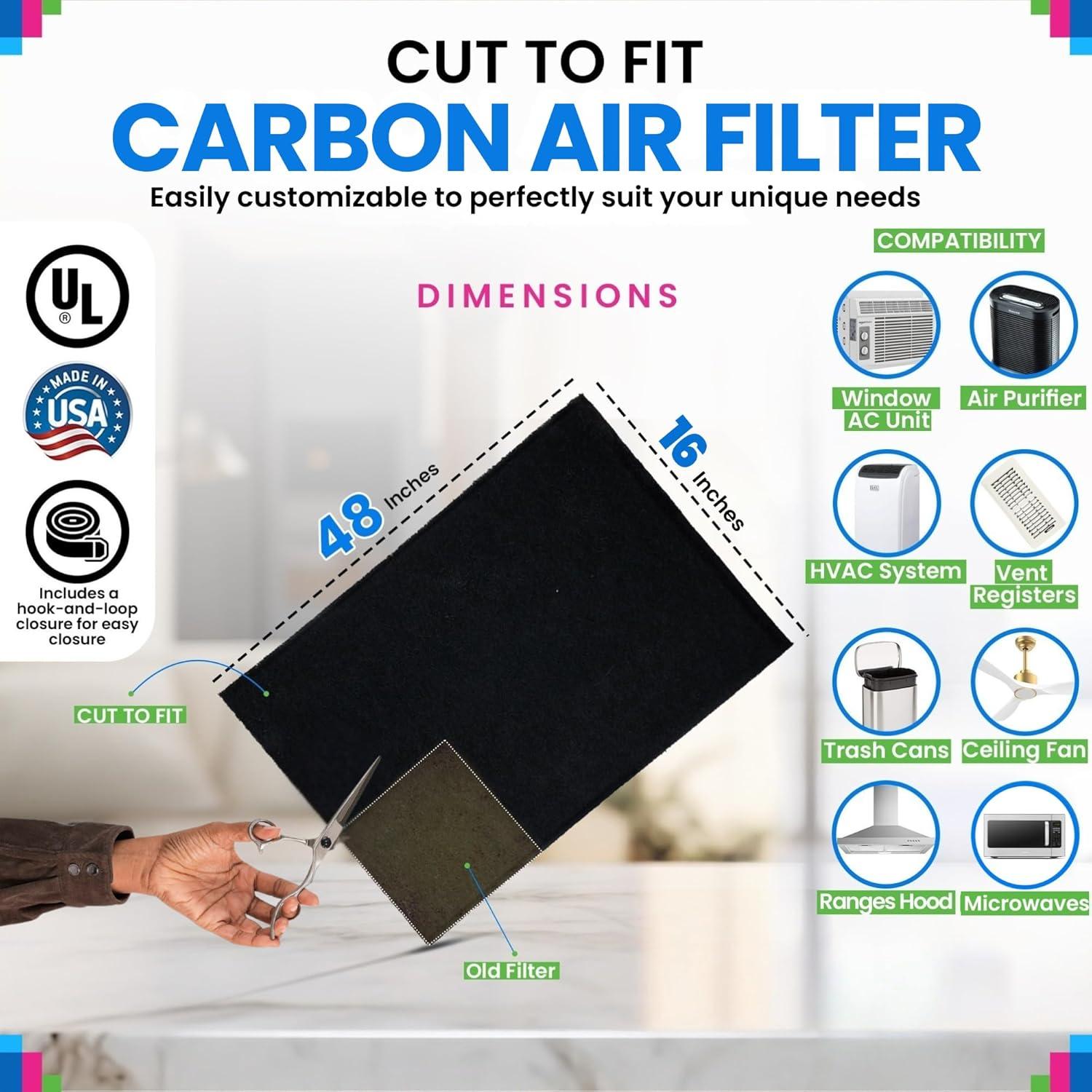 Filtro de Carbono Activado Bagean 40x120 cm para Purificadores