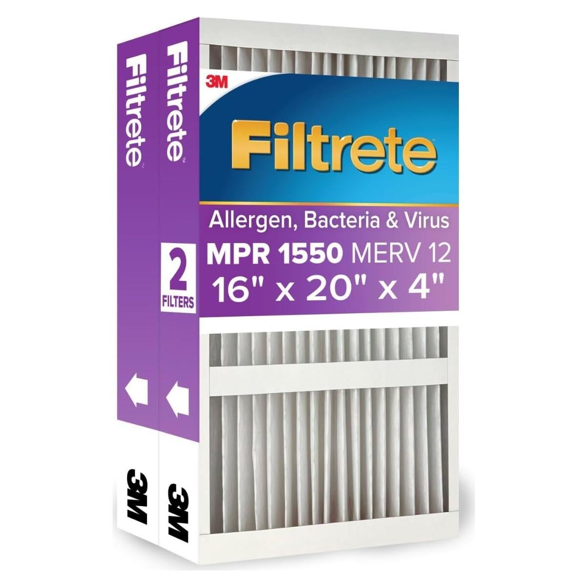 Filtro de Aire Filtrete MPR 1550 MERV 12 40.3x50.5x10.9 cm Paquete de 2
