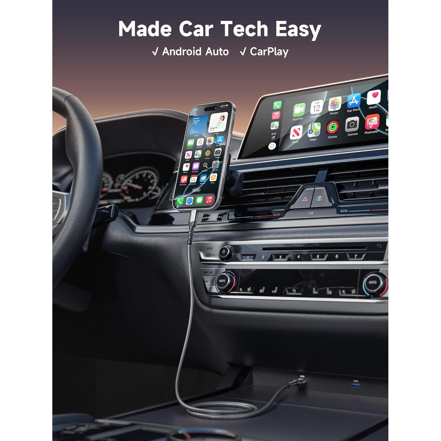 Cable USB C JSAUX 2-Pack 2m Carga Rápida 18W Gris