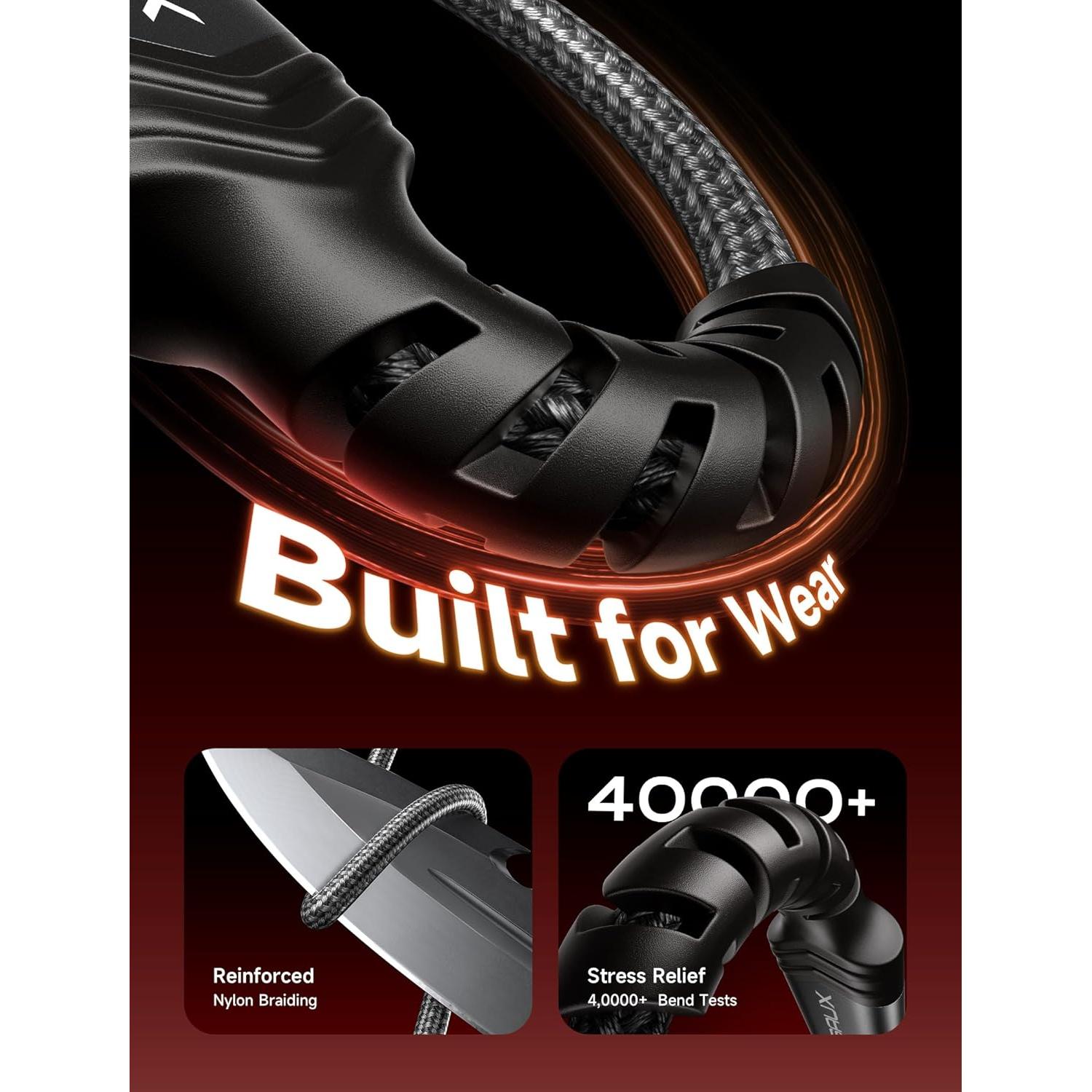 Cable USB C JSAUX 2-Pack 2m Carga Rápida 18W Gris