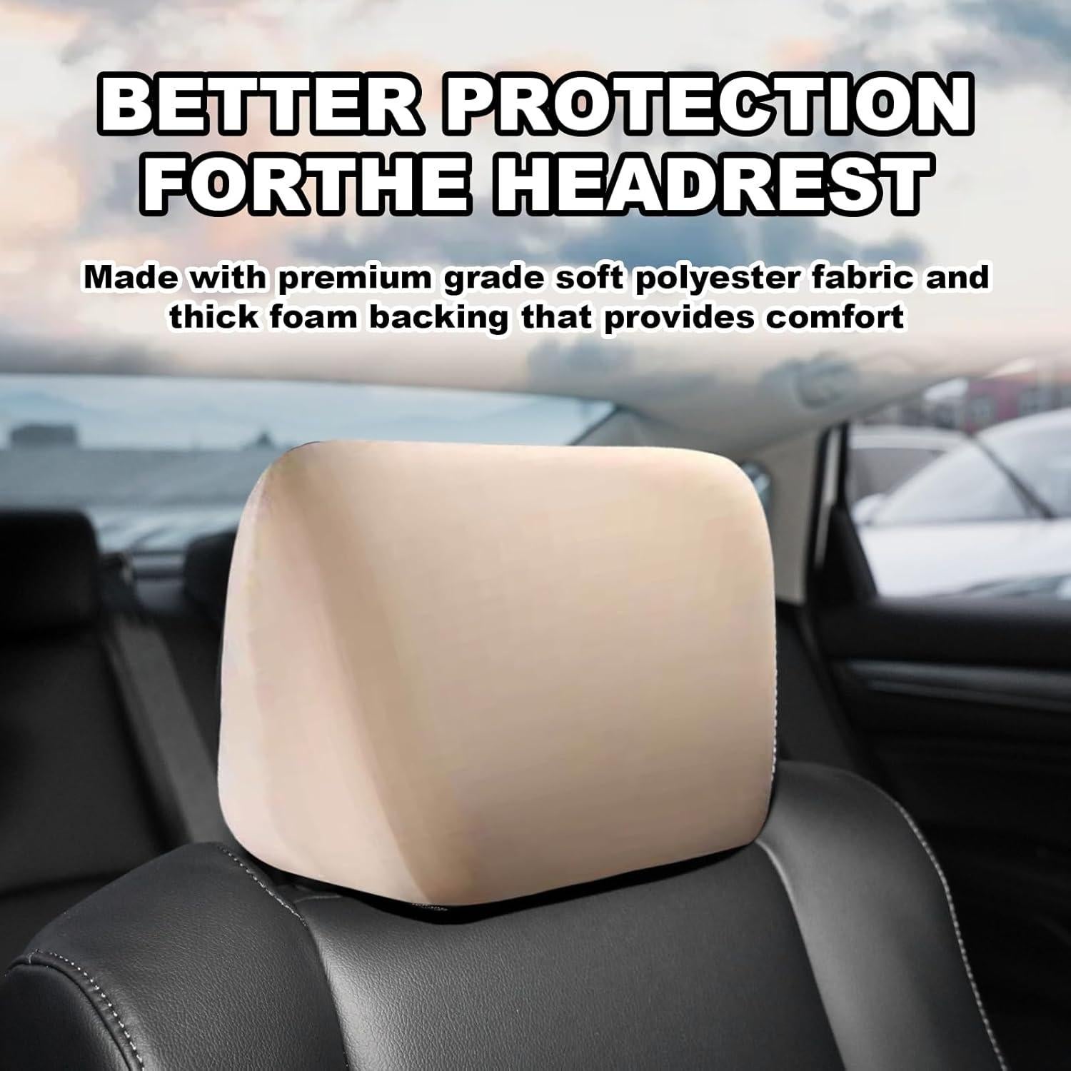 Funda de Reposacabezas de Coche Stymart Beige - 2 Piezas