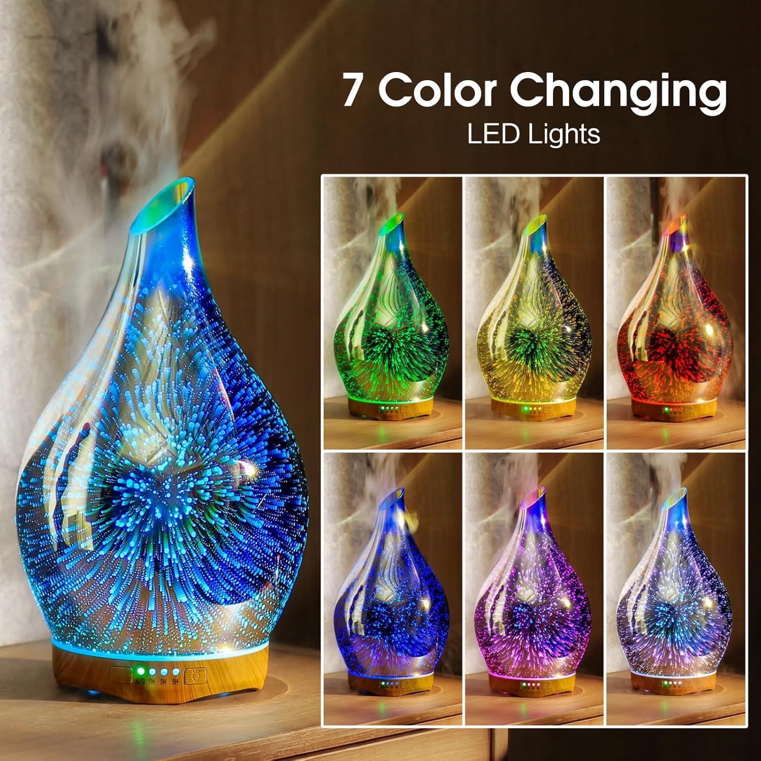 Difusor de Aceite Esencial Porseme 280ml Vidrio 3D Humidificador