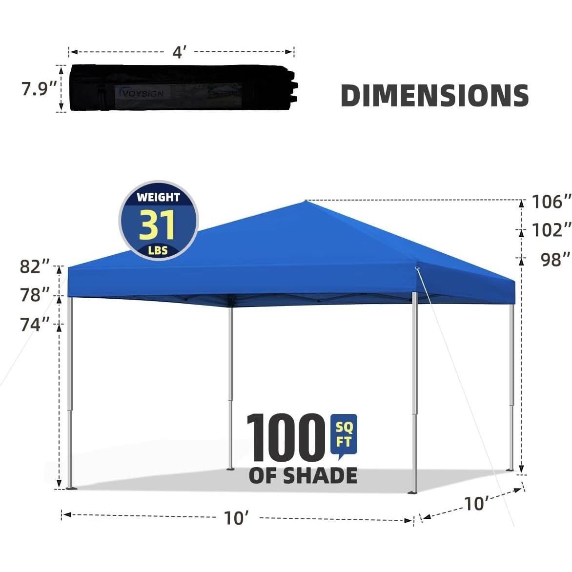 Carpa Instantánea Plegable SAILARY 3.05m x 3.05m Azul