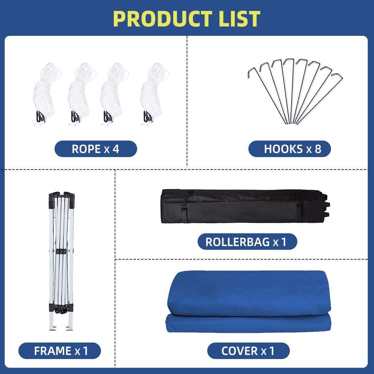 Carpa Instantánea Plegable SAILARY 3.05m x 3.05m Azul