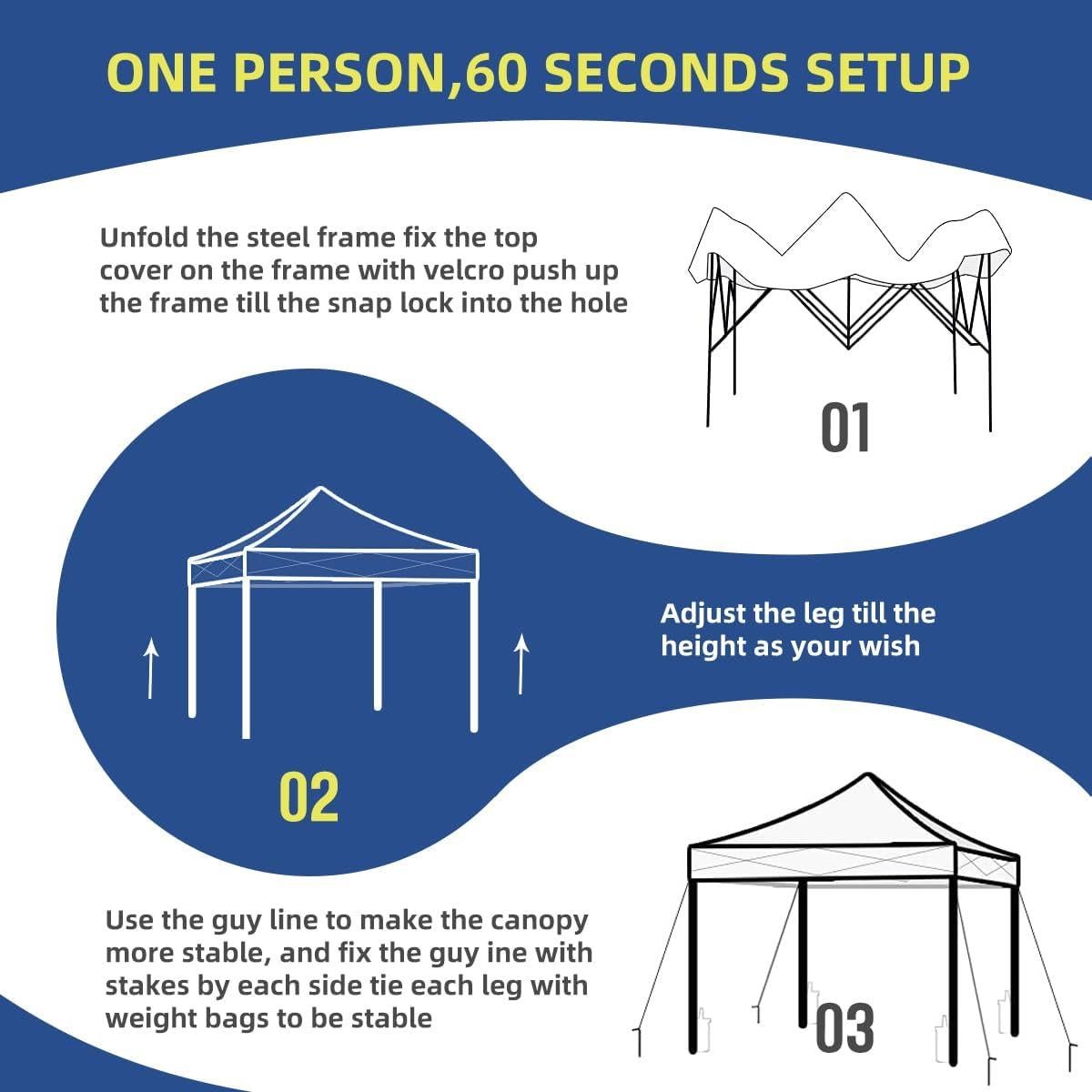 Carpa Instantánea Plegable SAILARY 3.05m x 3.05m Azul