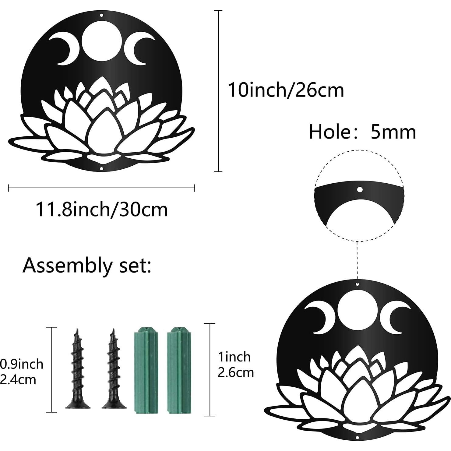 Arte de Pared Lotus Moon CREATCABIN Metal 30x26cm Decoración