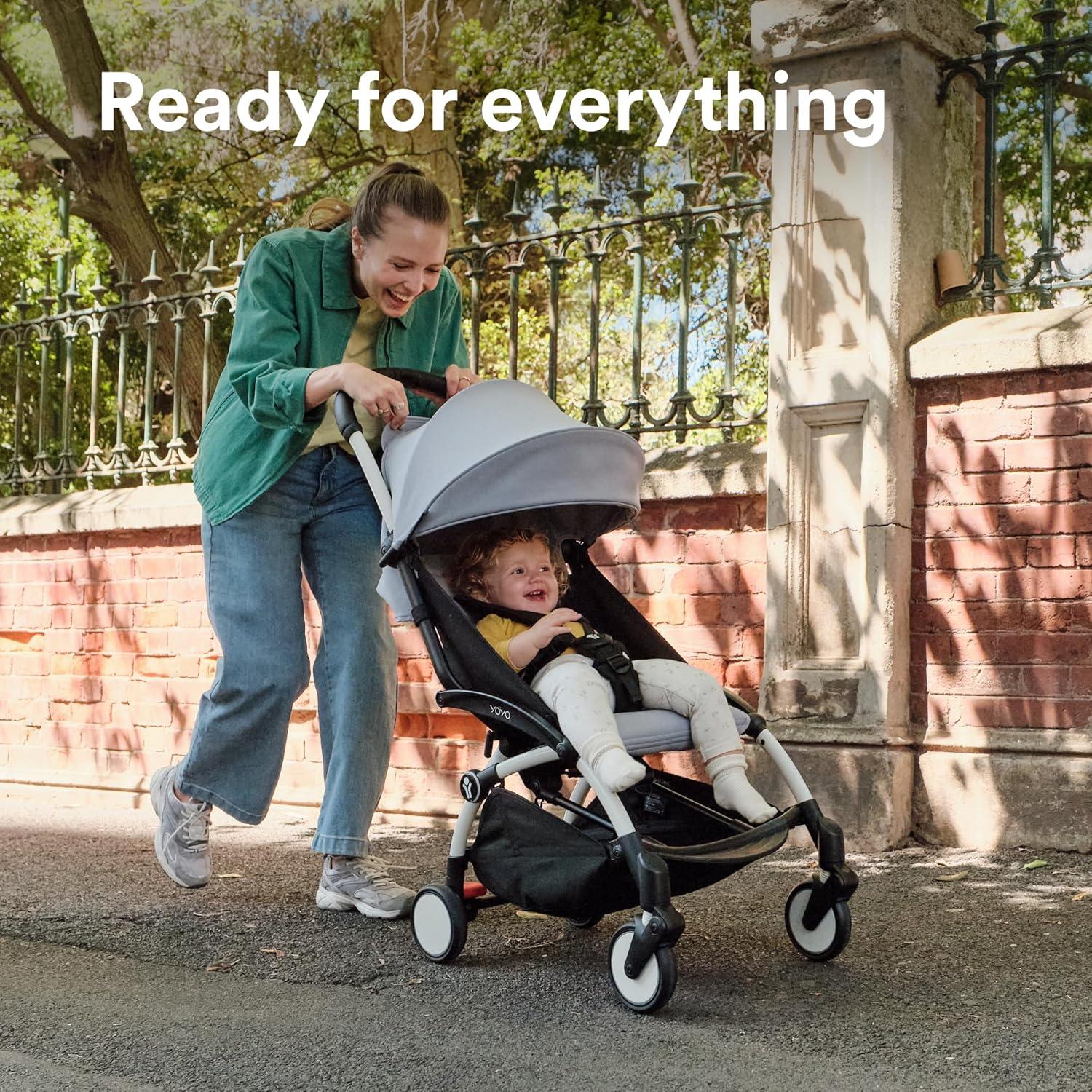 Cochecito Stokke YOYO3 Plegable 6 Meses - Marco Blanco y Cojín Piedra