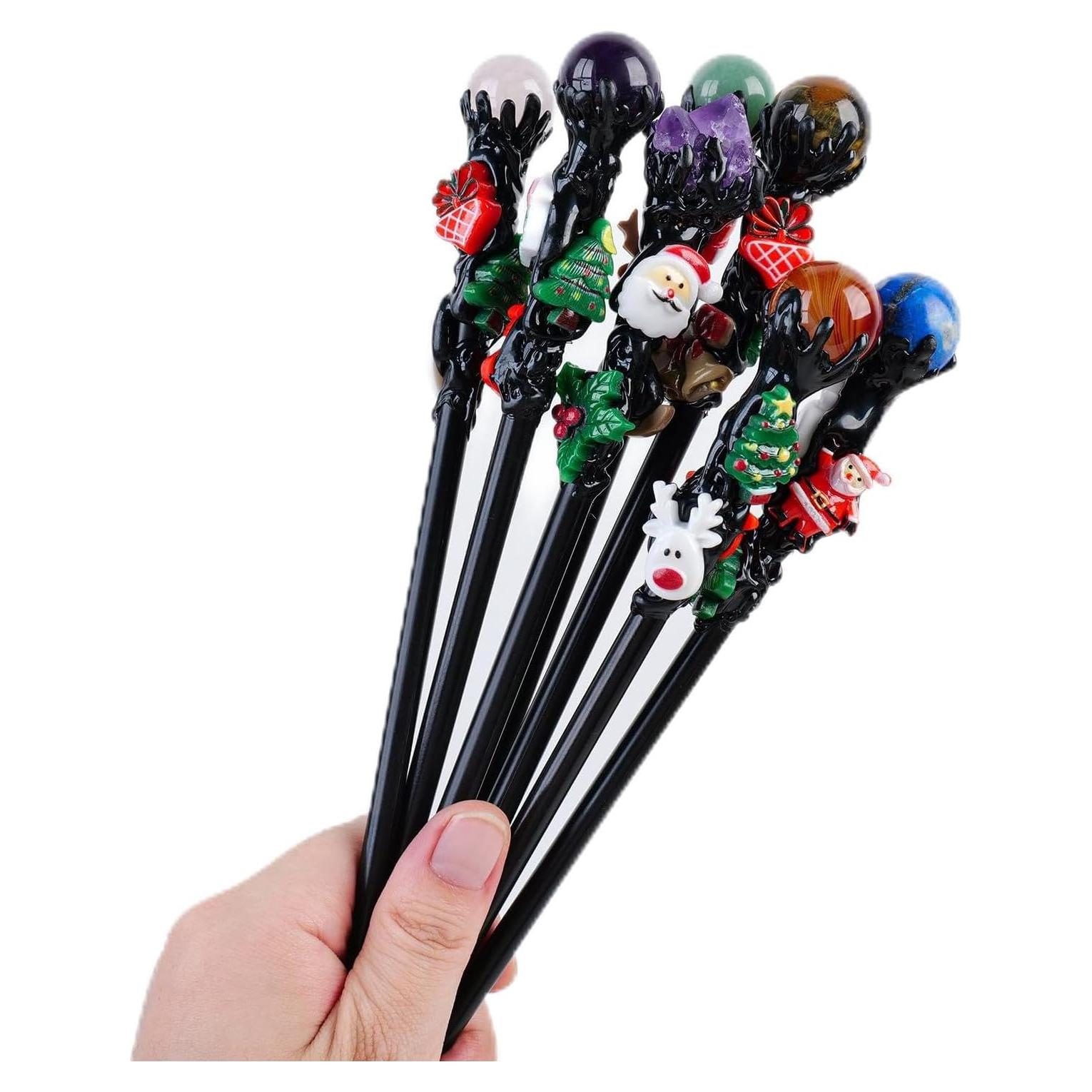 Varita Mágica de Navidad RJINGSHI con Bola de Amatista 27 cm