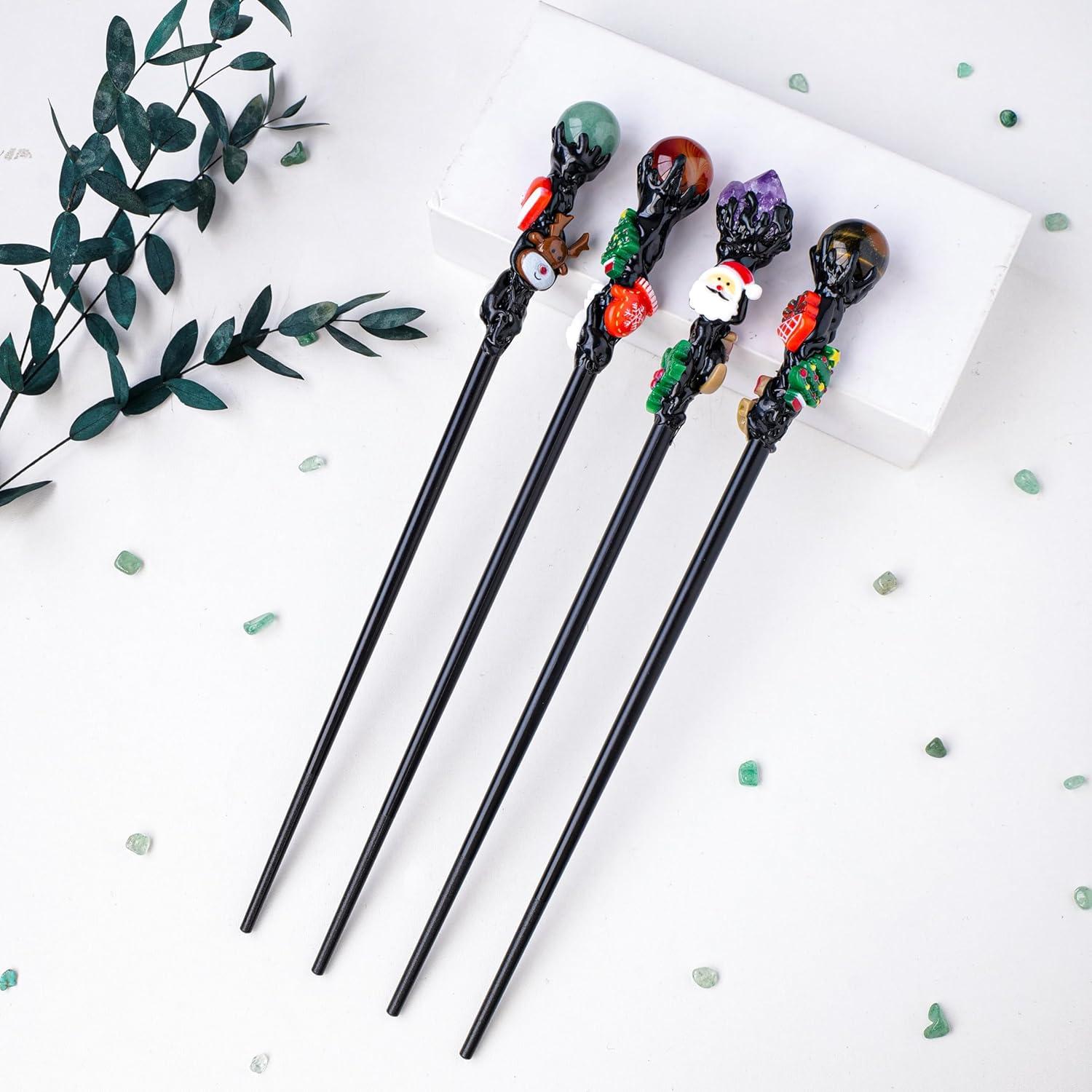 Varita Mágica de Navidad RJINGSHI con Bola de Amatista 27 cm