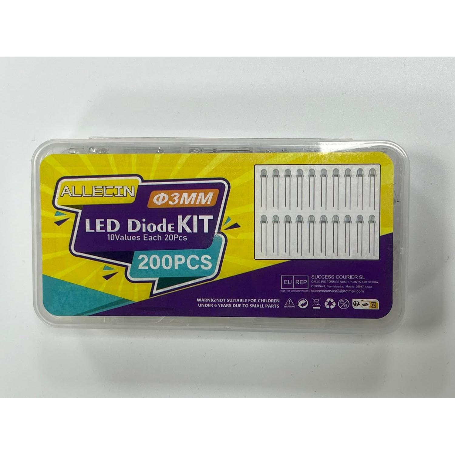 Kit de Diodos LED 3MM 200PCS ALLECIN 10 Colores