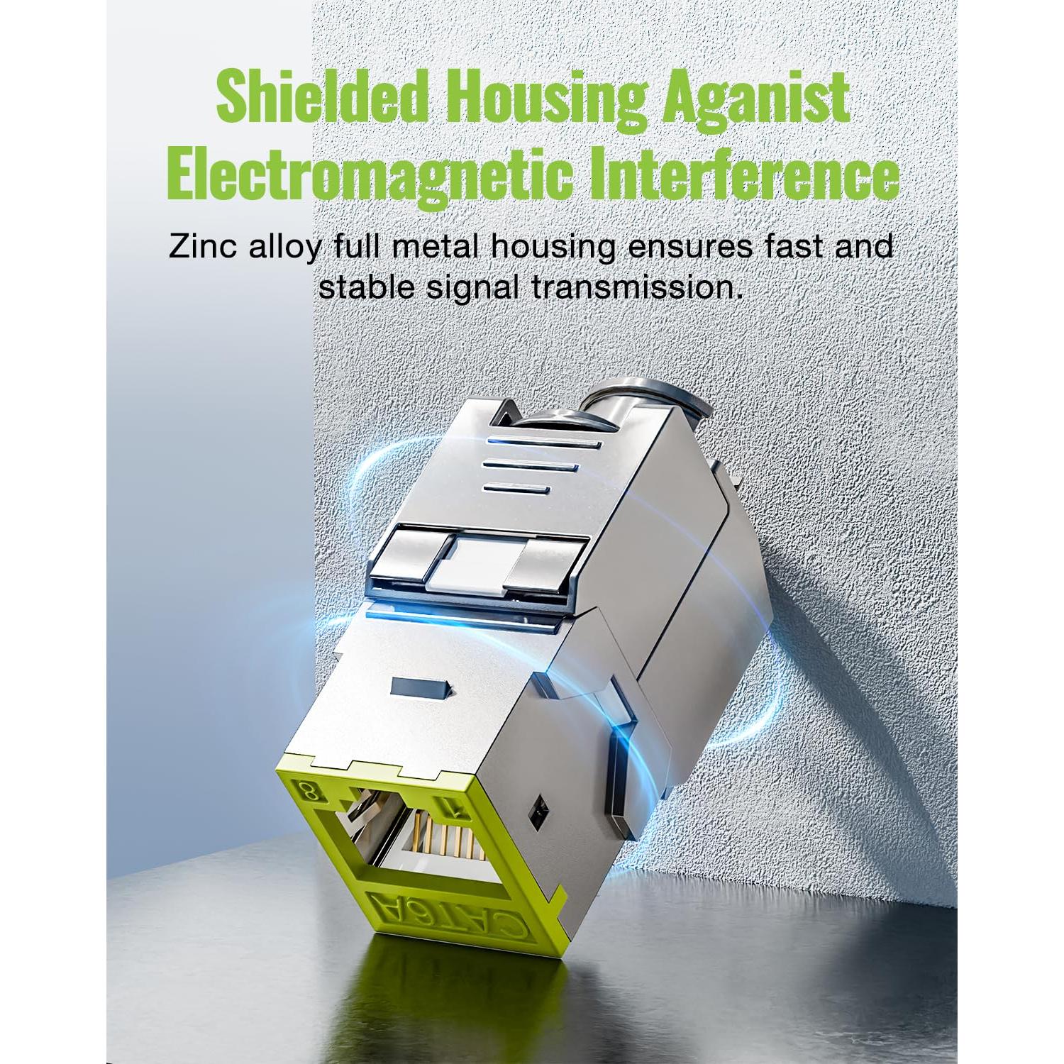 Paquete de 6 Jack Keystone RJ45 Cat6A 10 Gbps Verde LEENUE