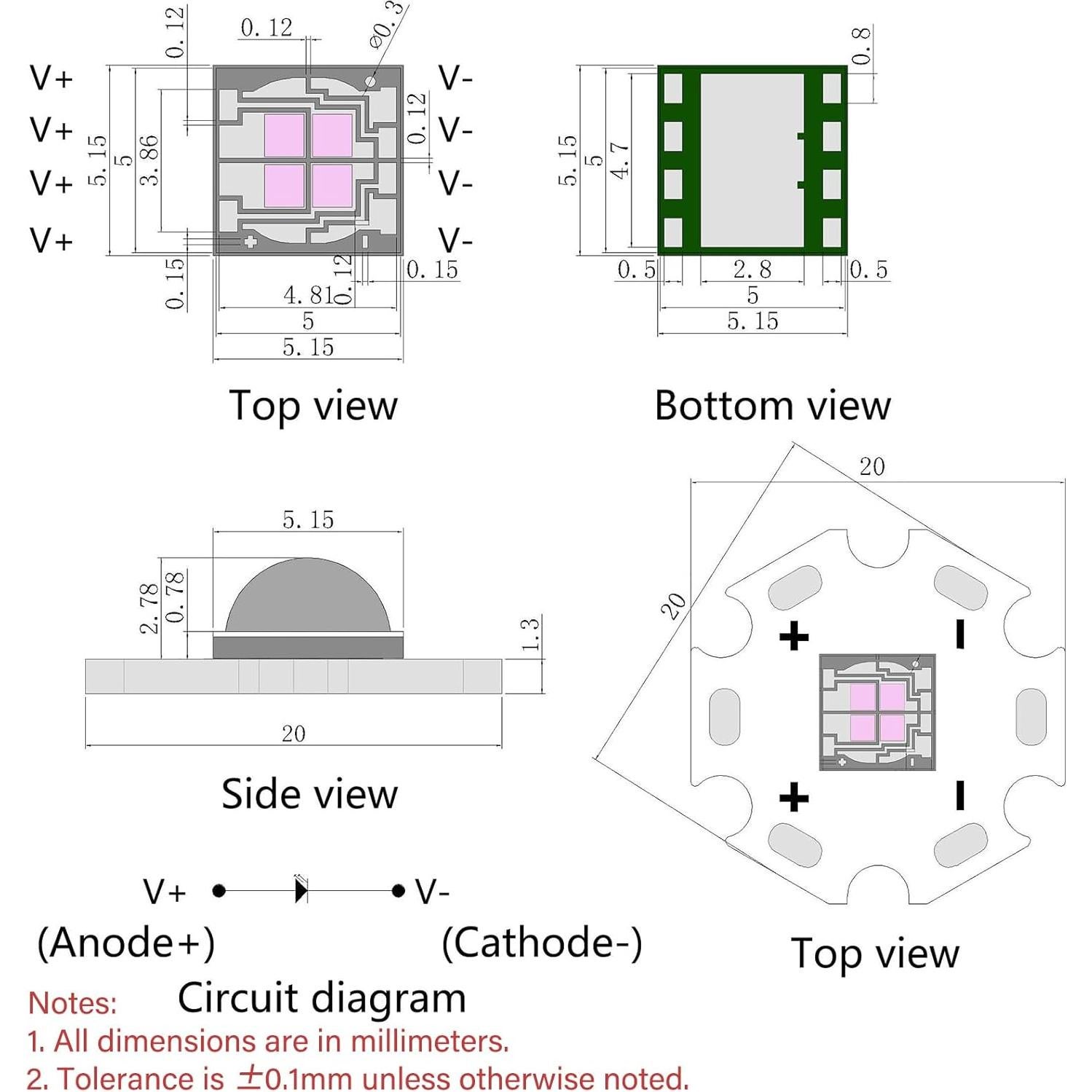 5 Piezas Luz Negra LED UV 12W 365-370nm LEDGUHON