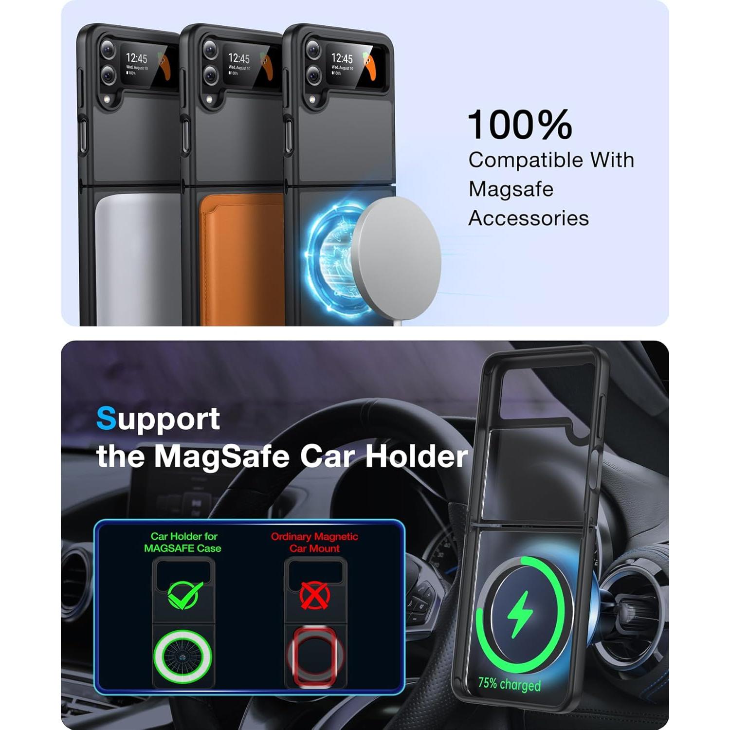 Funda Magnética FNDMIL para Samsung Galaxy Z Flip 4 - Negro