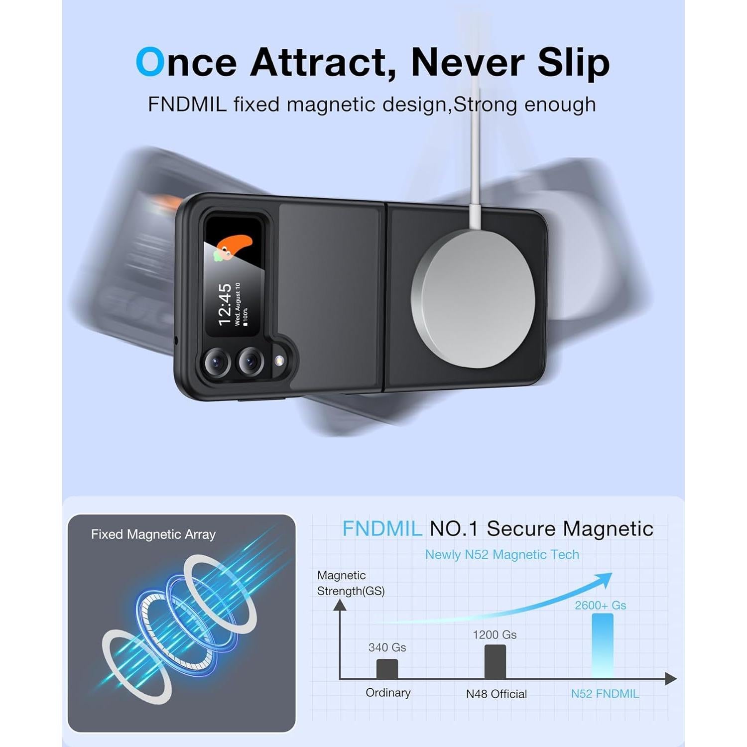 Funda Magnética FNDMIL para Samsung Galaxy Z Flip 4 - Negro