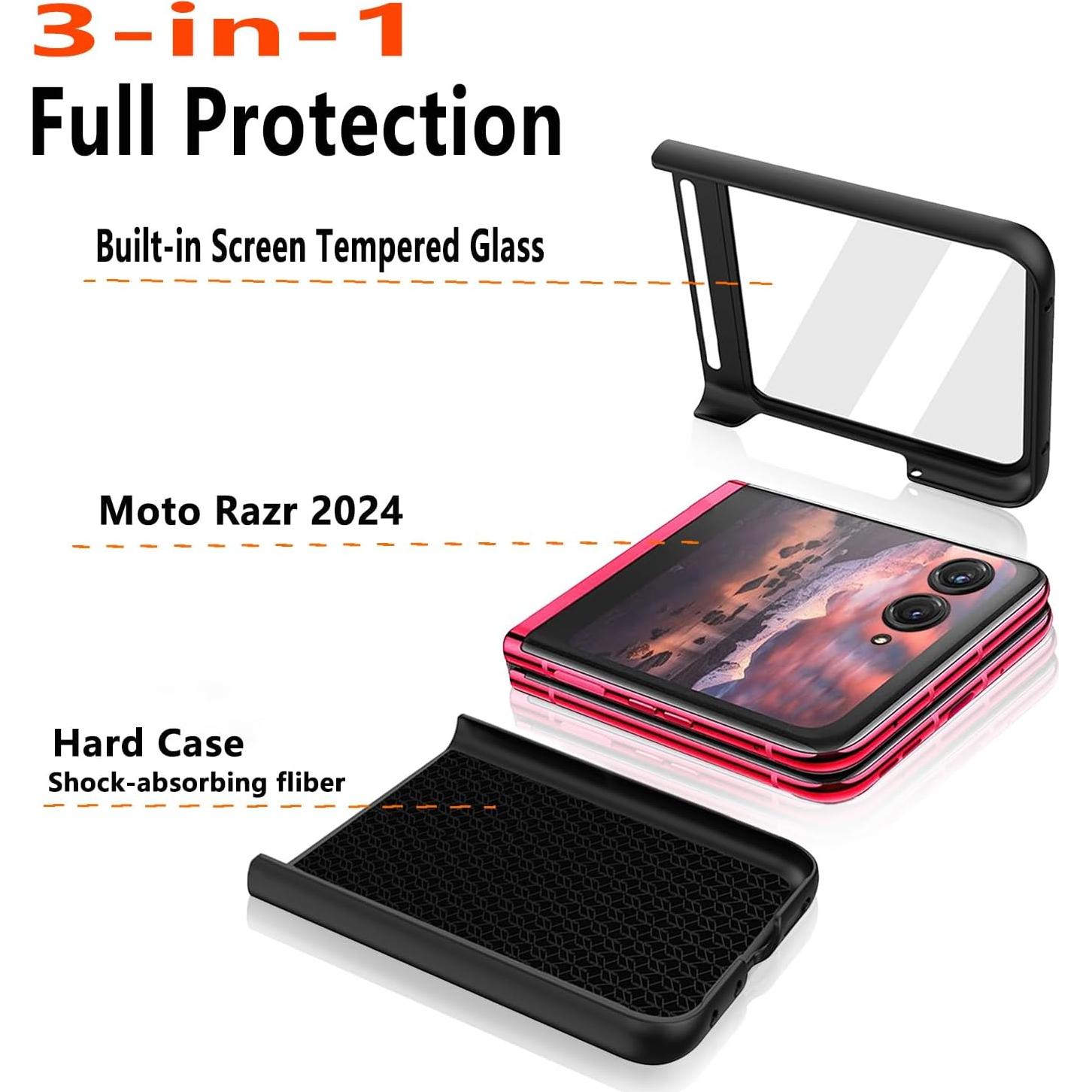 Funda Slim Brillante para Motorola Razr 2024 con Protector