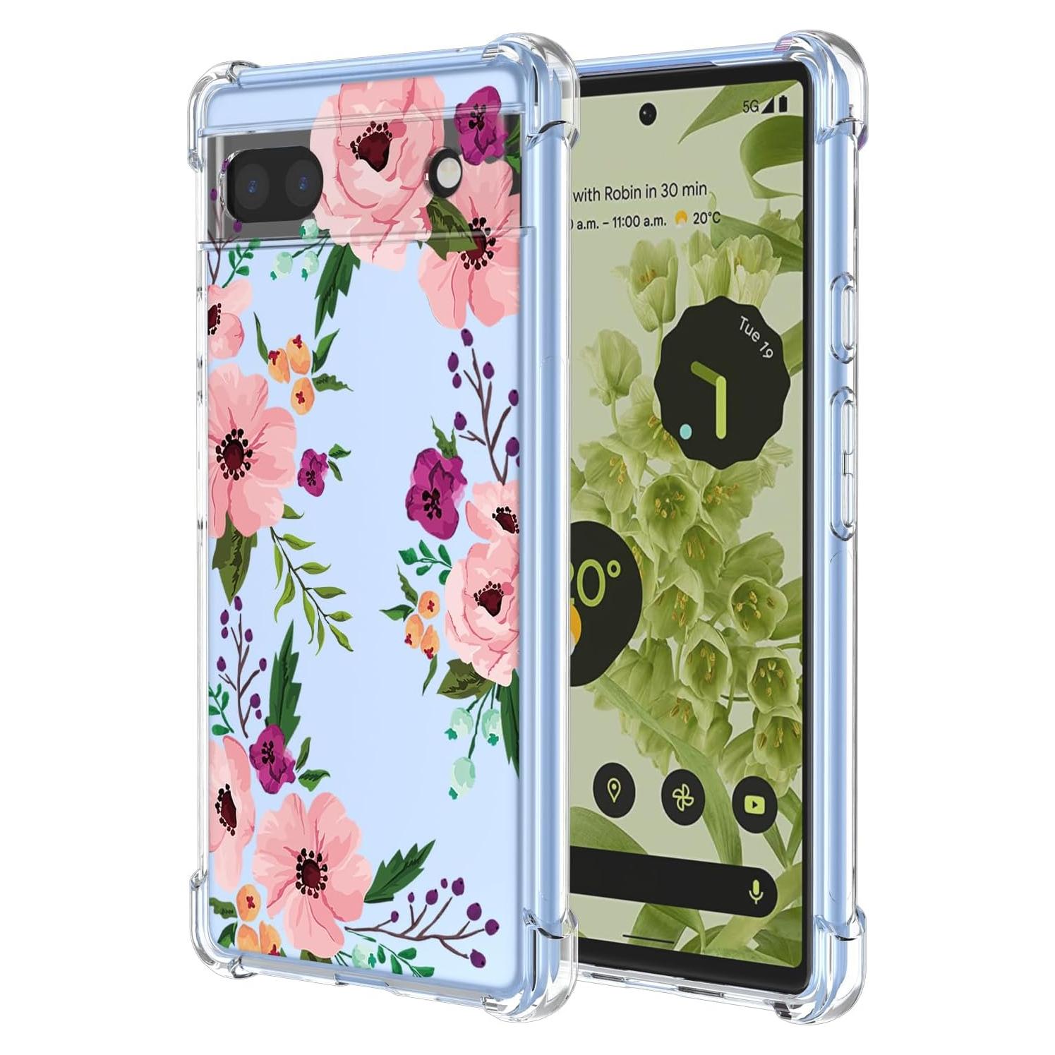 Funda Floral Transparente Google Pixel 6A - TPU Antigolpes