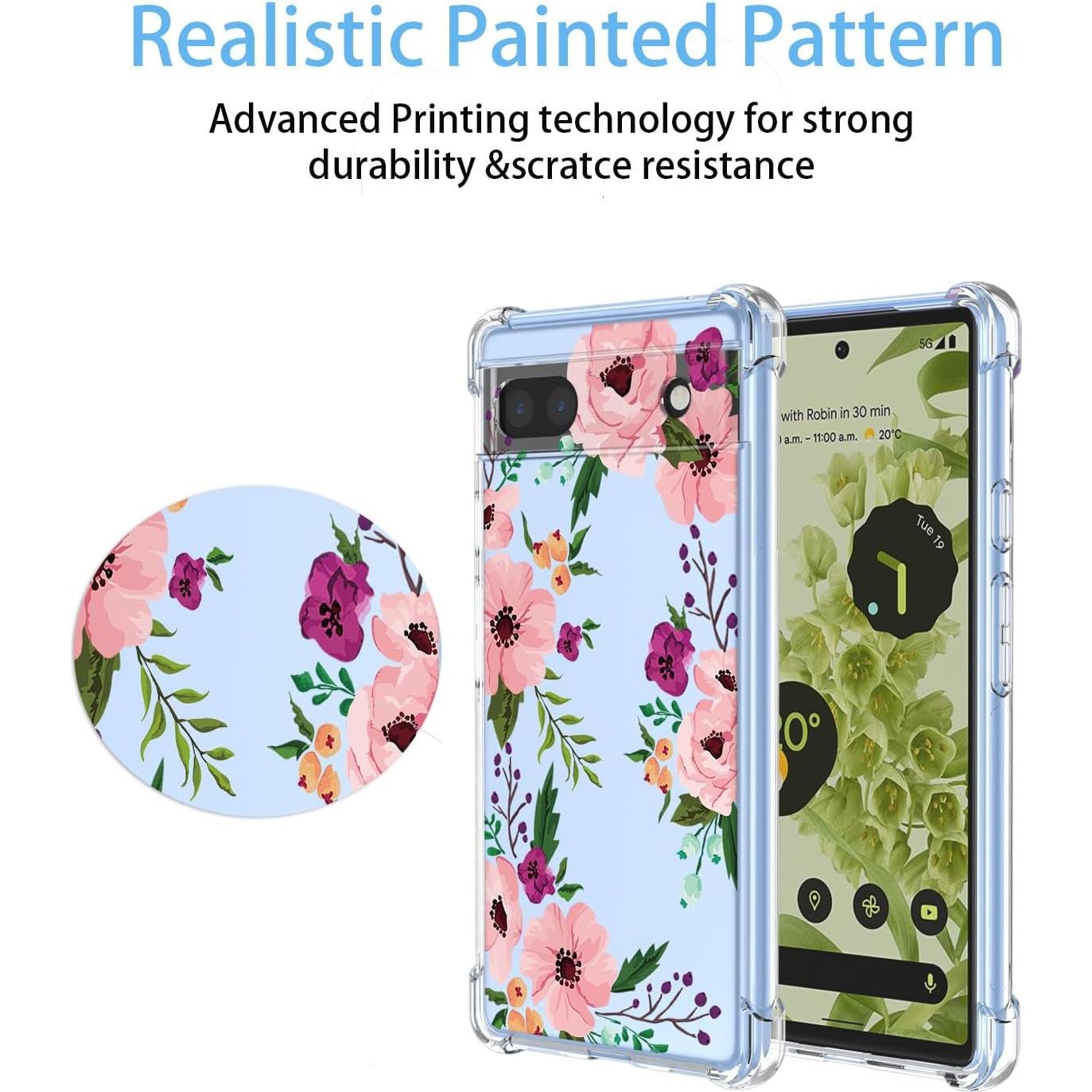 Funda Floral Transparente Google Pixel 6A - TPU Antigolpes