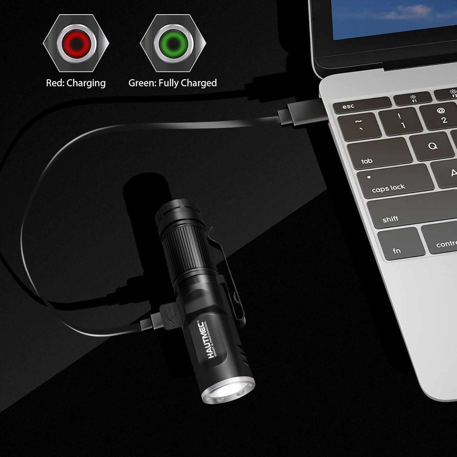 Linternas LED recargables HAUTMEC 500 lúmenes 2 unidades