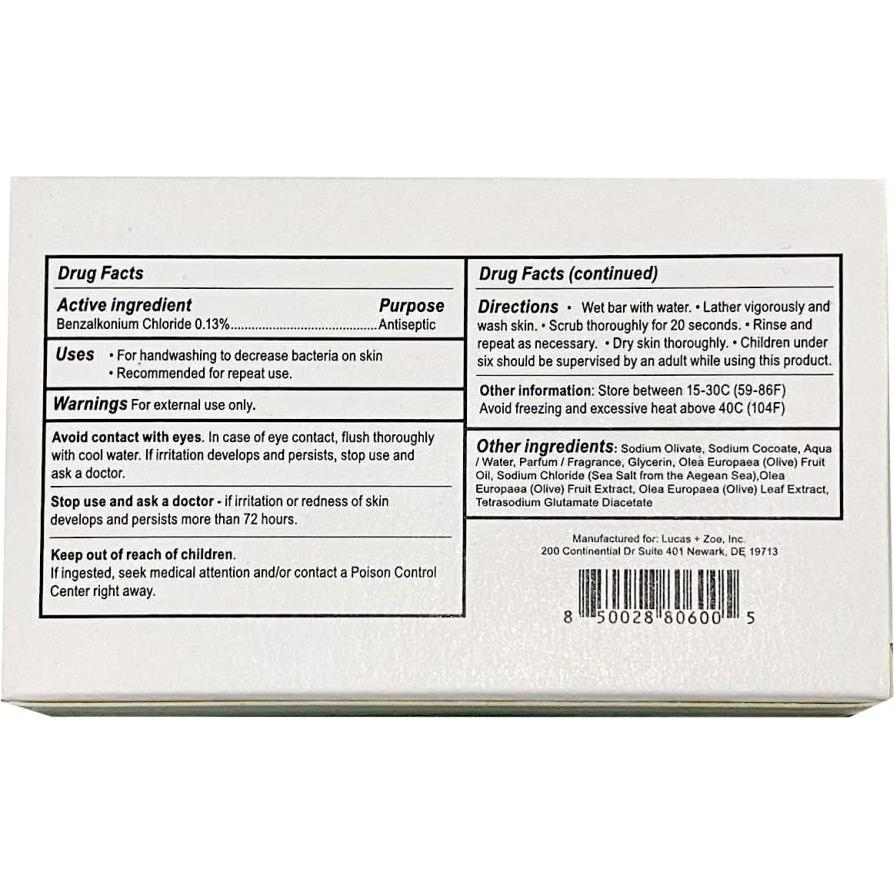 Jabón Antiséptico Lucas + Zoe 113g - Hidratante Natural