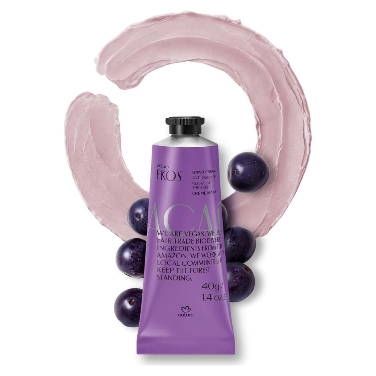 Crema de Manos Açaí Natura 40g - Hidratante Vegano Rápida Absorción