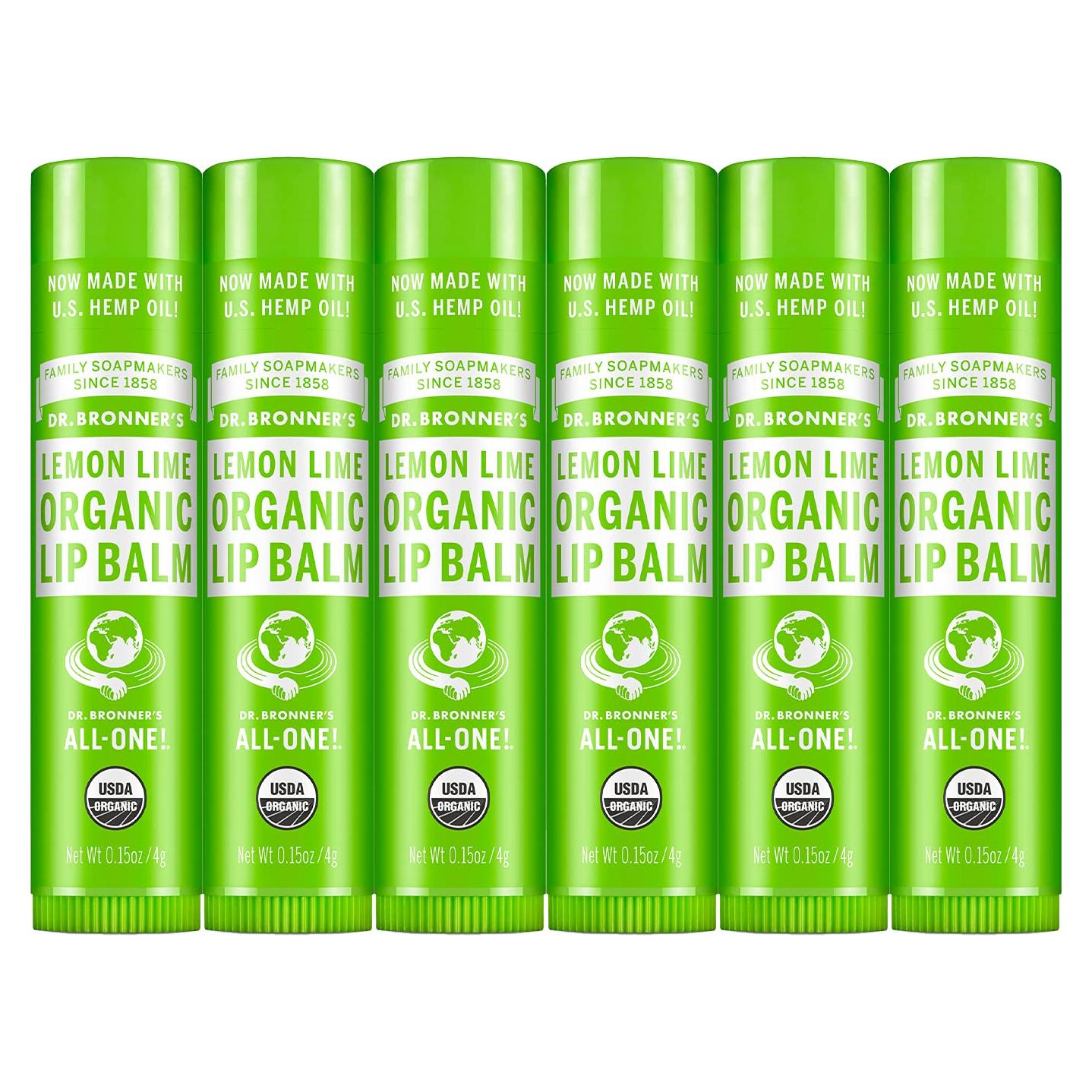 Bálsamo Labial Orgánico Dr. Bronner 6-Pack 4.25g Hidratante Limón Lima