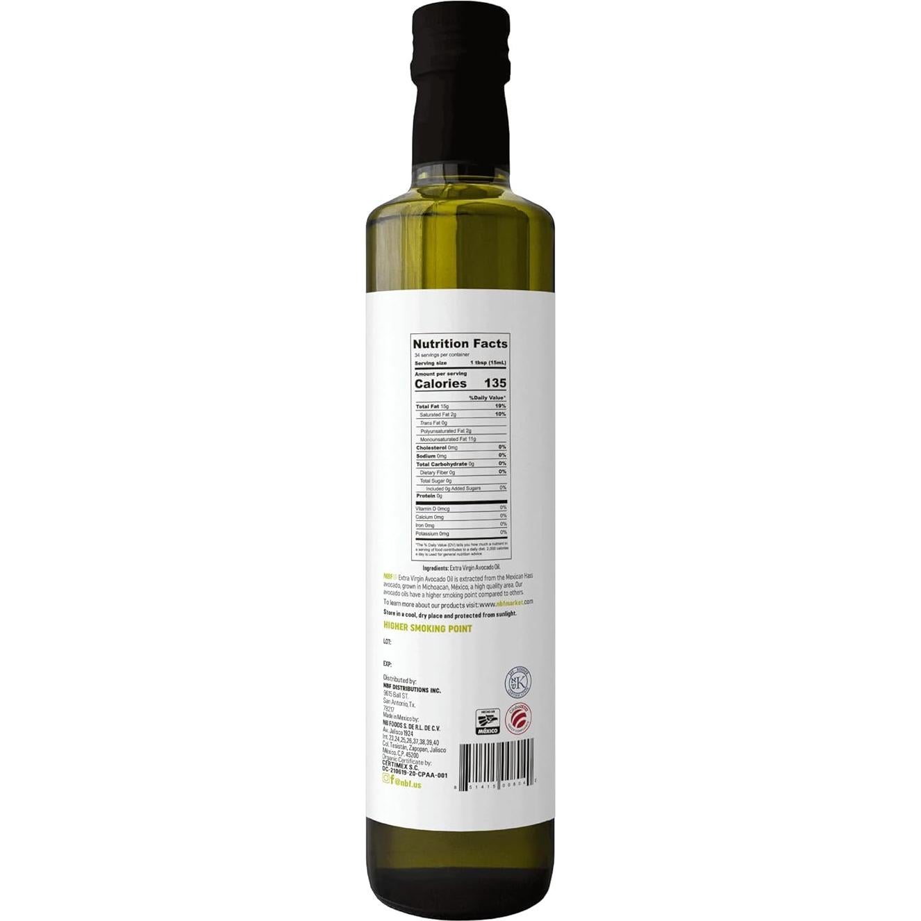 Aceite de Aguacate Extra Virgen NBF Natura Bio Foods 507 ml