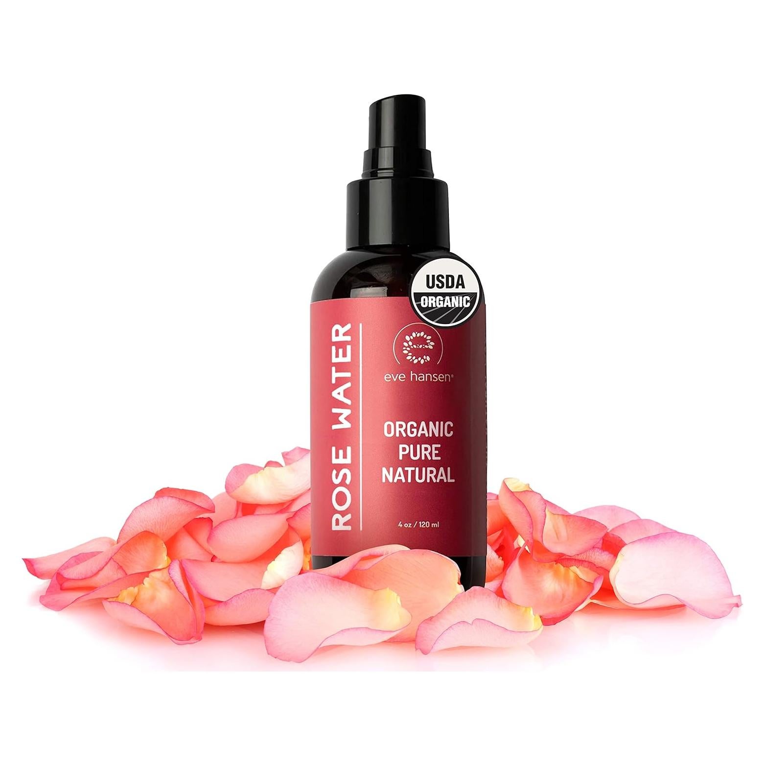 Eve Hansen Spray de Agua de Rosa Orgánico 113.4 g - Tónico Facial y Capilar