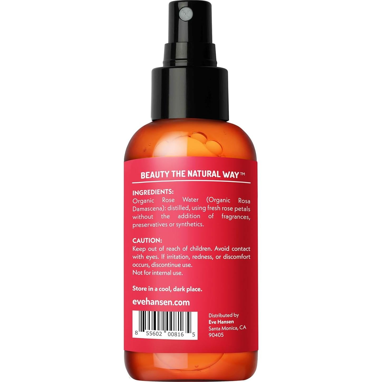 Eve Hansen Spray de Agua de Rosa Orgánico 113.4 g - Tónico Facial y Capilar