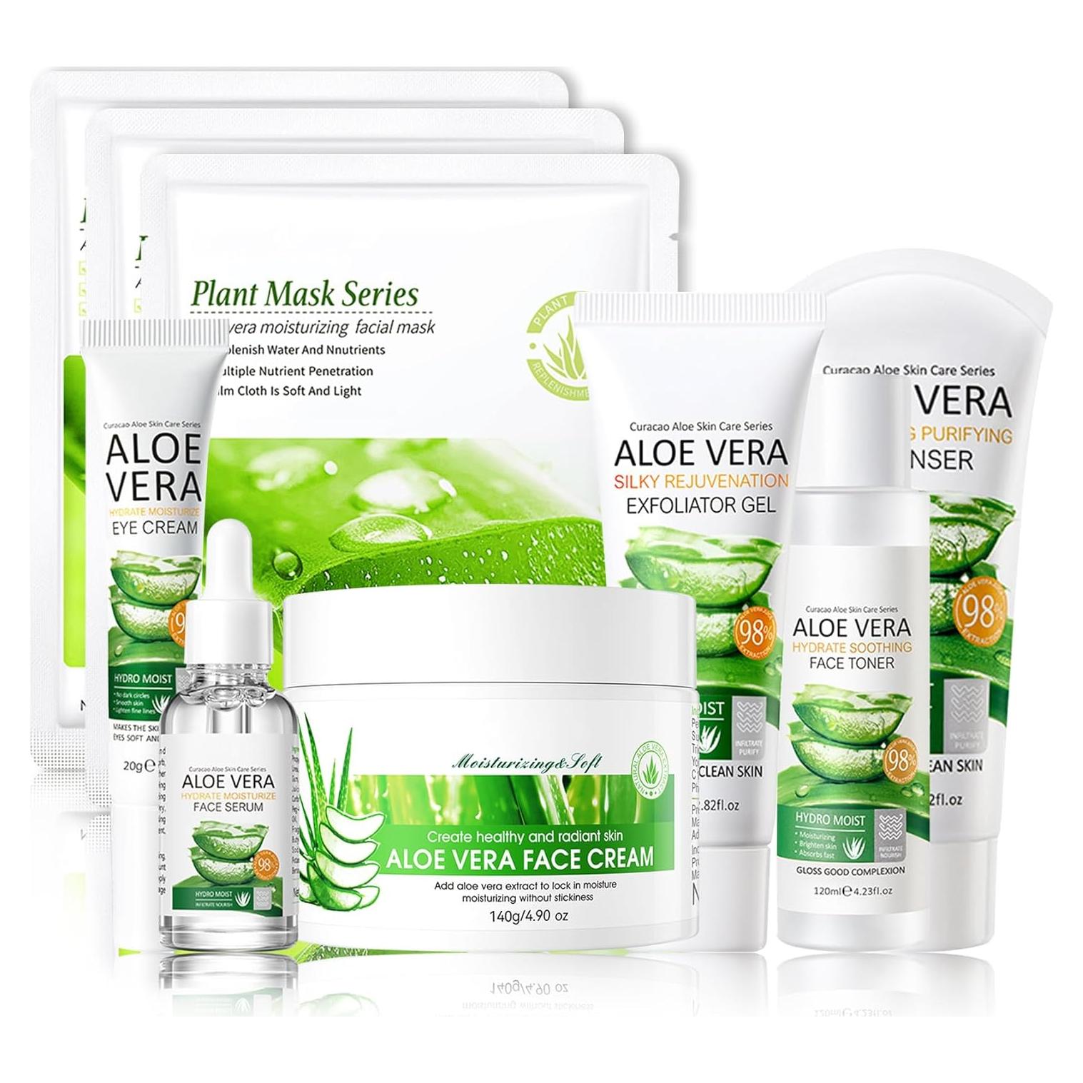 Juego de Cuidado de Piel WENJLYJ Aloe Vera 9 PZS Hidratante