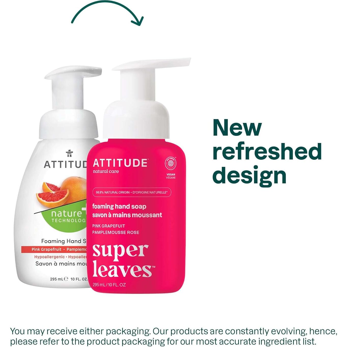 Jabón de Manos Espumoso ATTITUDE Pomelo Rosa 295 ml EWG Verificado