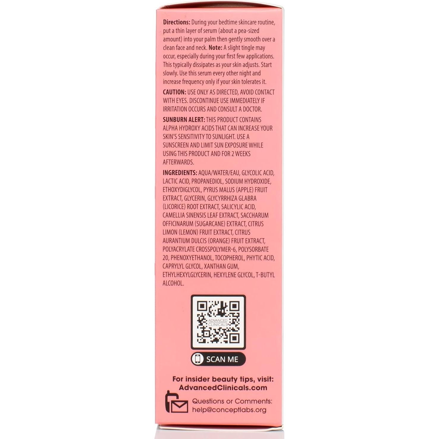 Suero Exfoliante Facial Advanced Clinicals 51.24 ml - Ácido Glicólico 10%