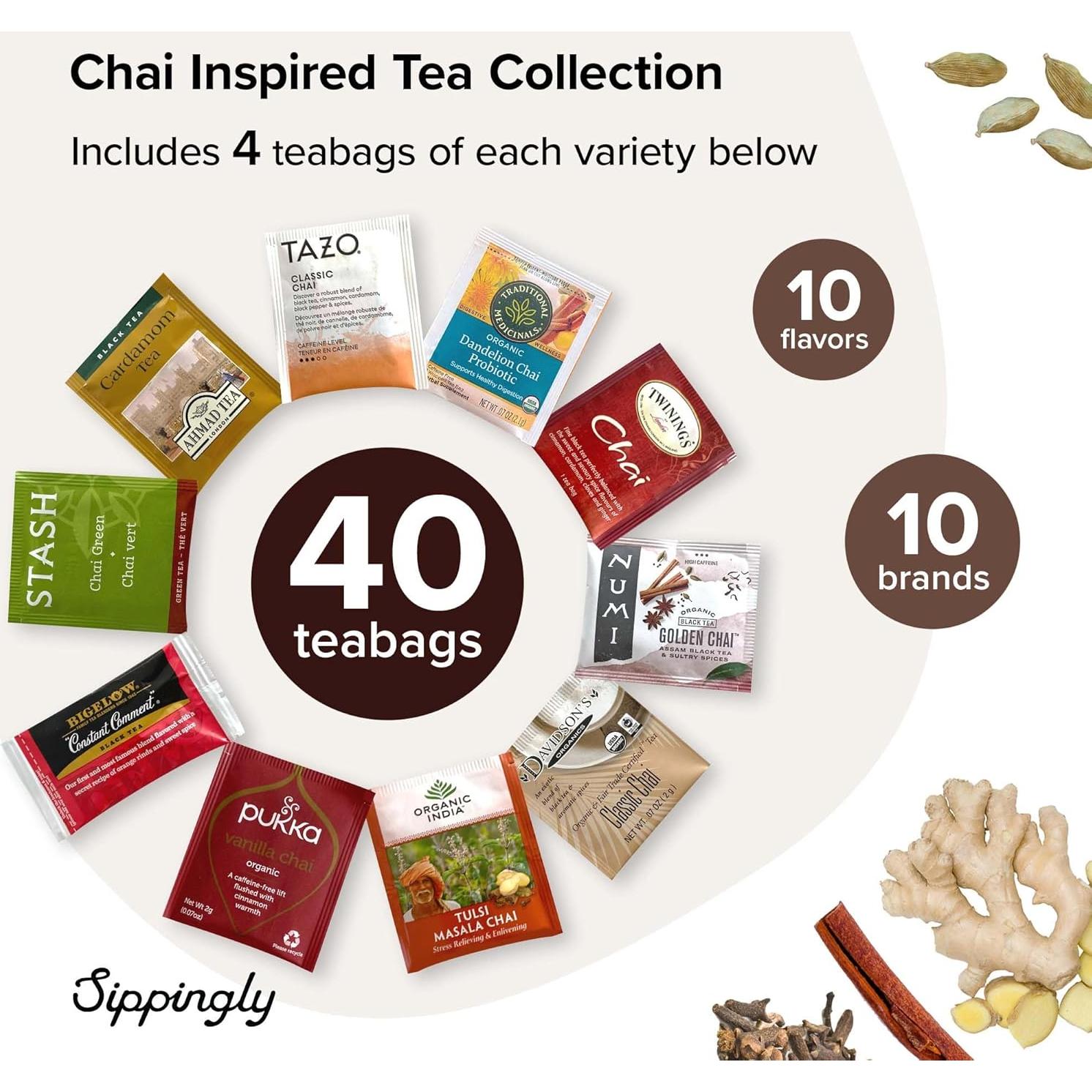 Set de Muestra de Té Chai Sippingly - 40 Bolsitas Naturales
