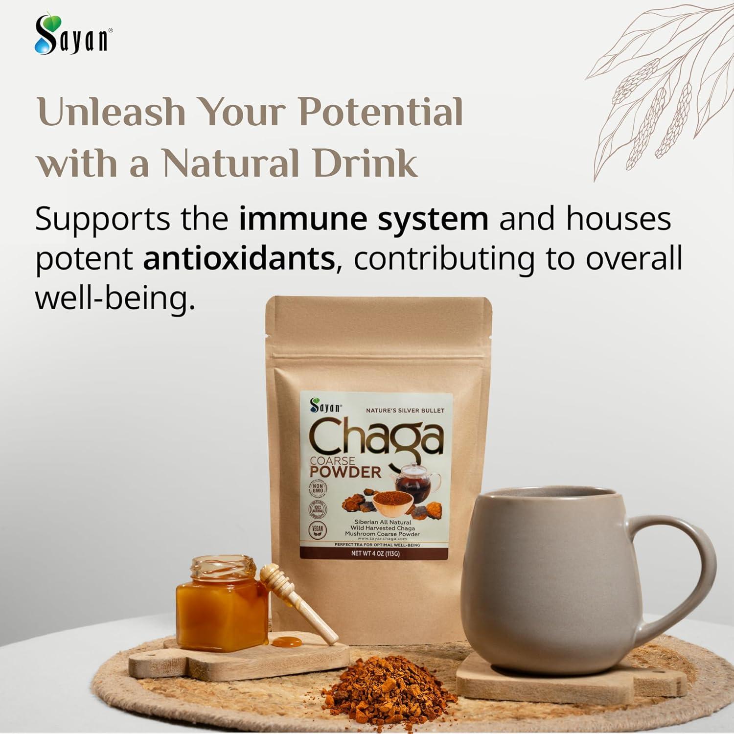 Polvo Grueso de Chaga Sayan 113g - Té Antioxidante Orgánico