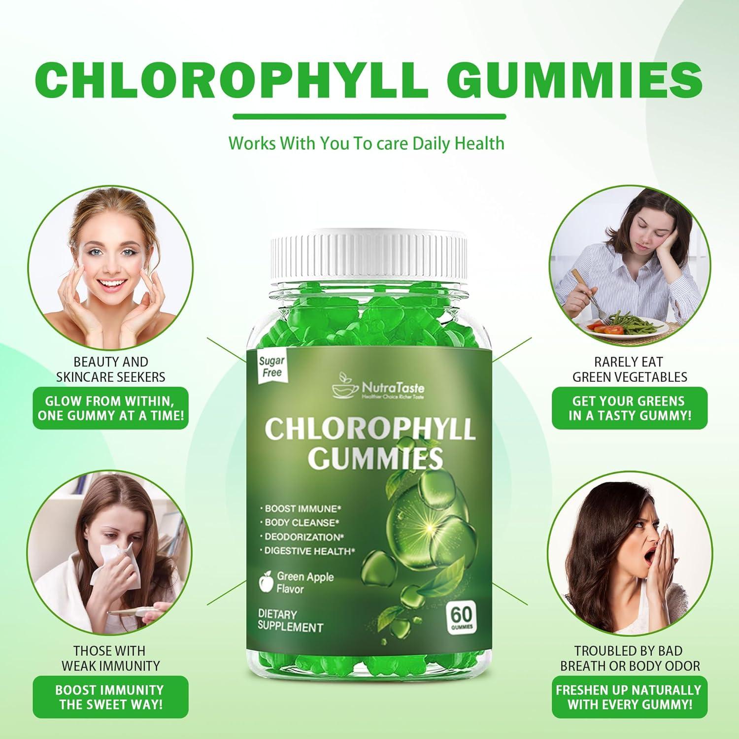 Gomitas de Clorofila NutraTaste 60 Unidades Sabor Manzana Verde