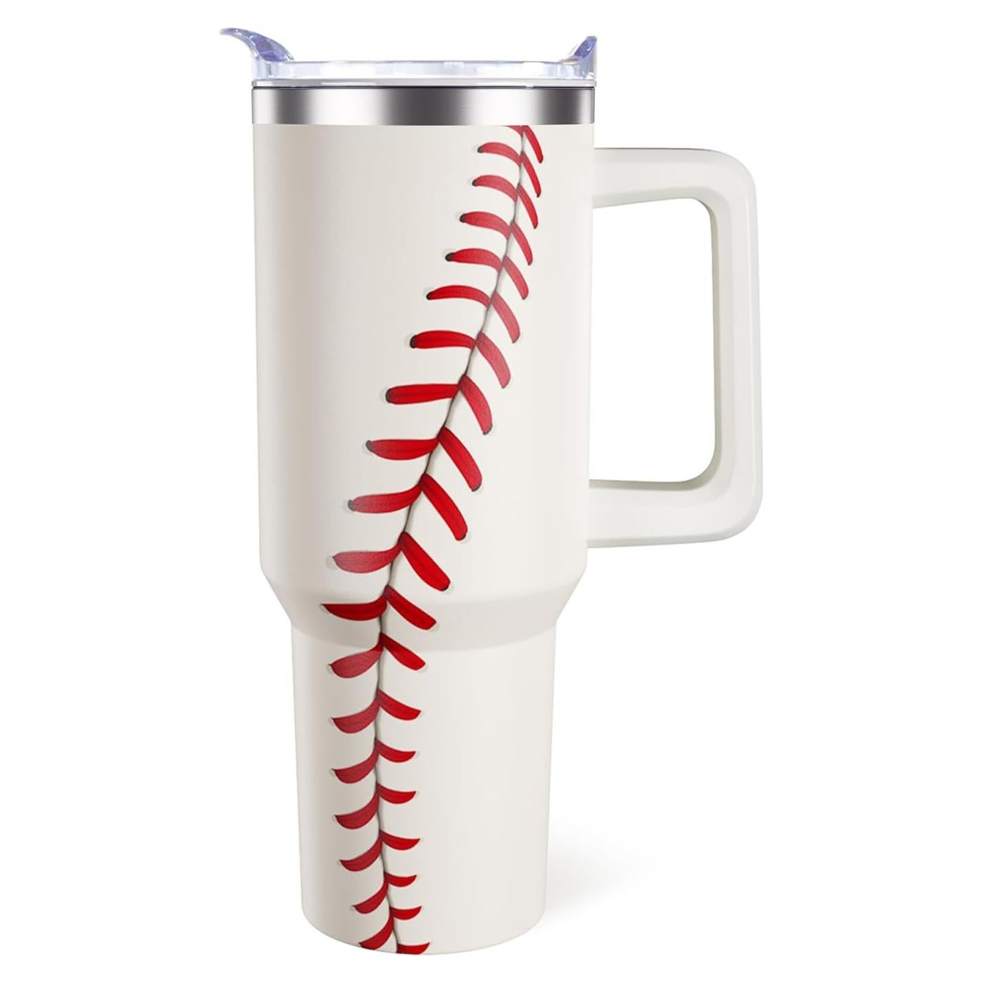 Taza de béisbol 40oz Hqhzaha acero inoxidable con tapa