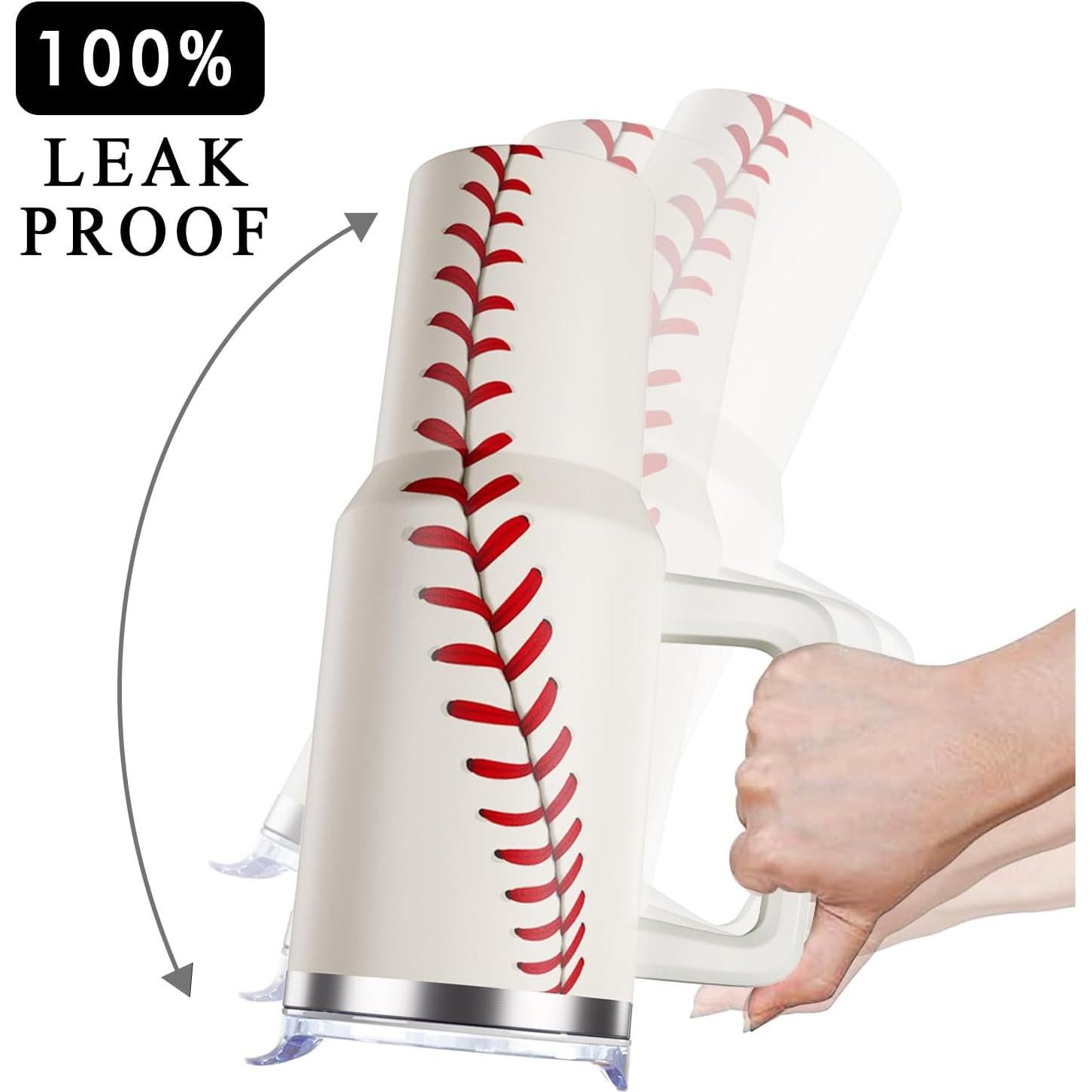 Taza de béisbol 40oz Hqhzaha acero inoxidable con tapa