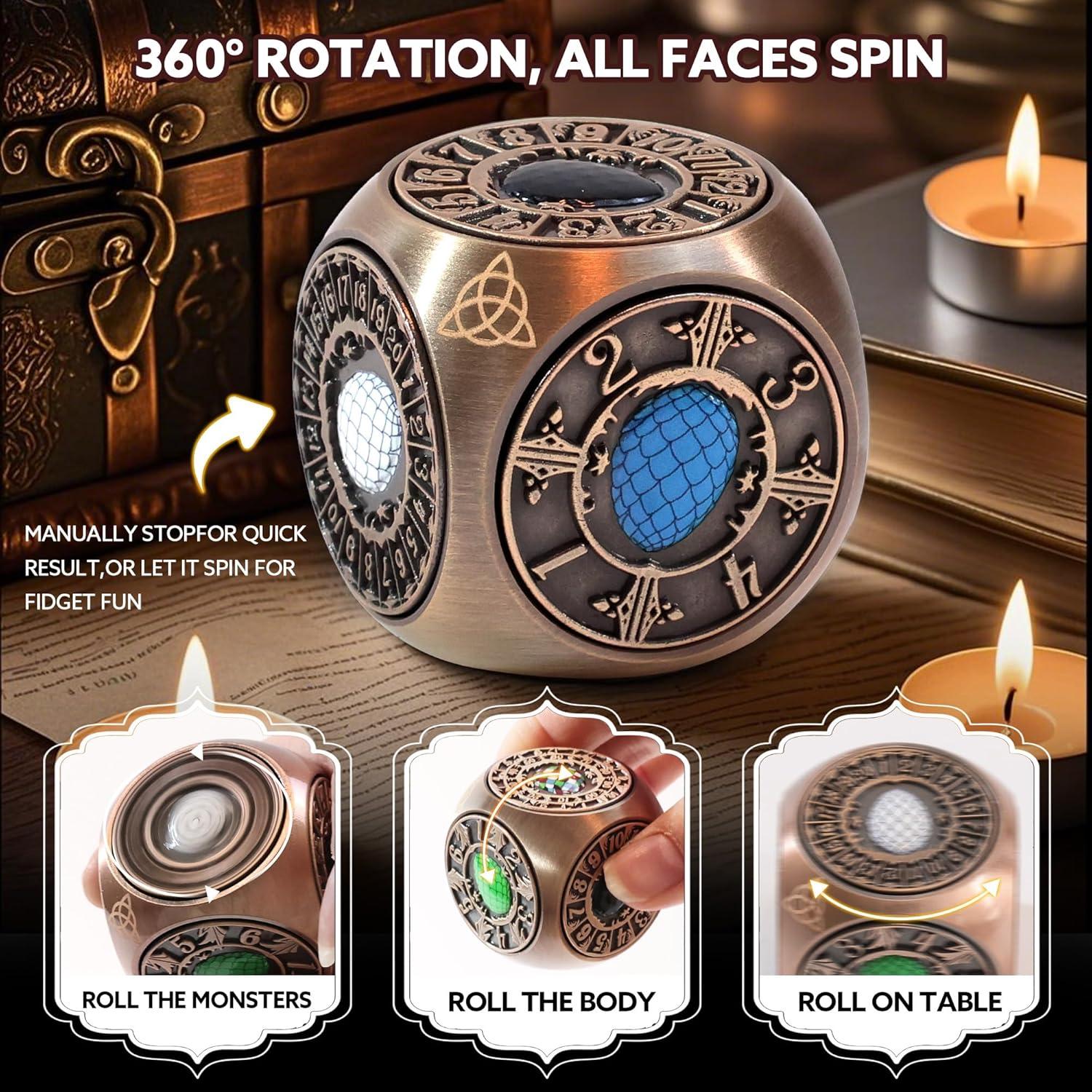 Dados Spinner 7 en 1 DND g00d4u Cobre Rojo Envejecido