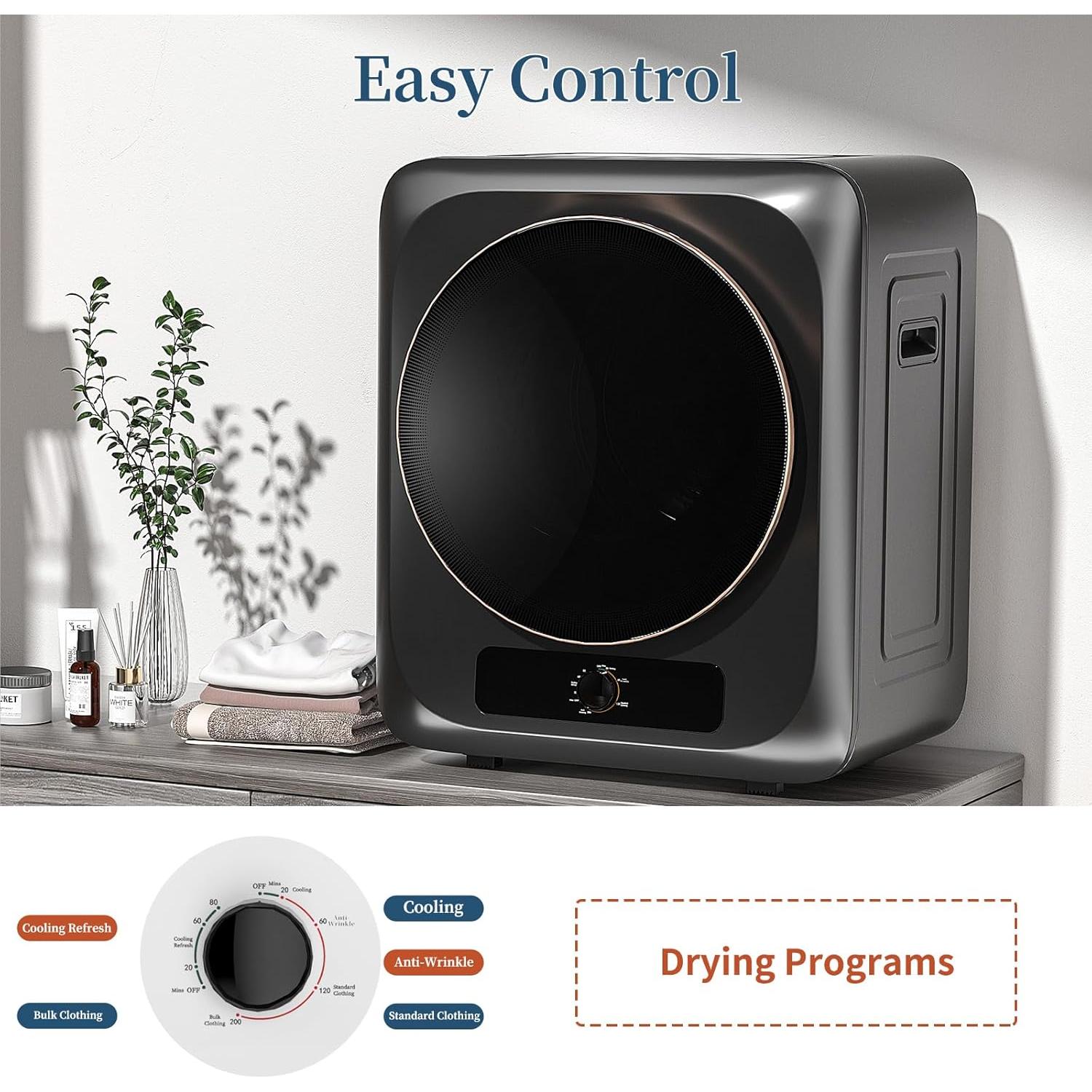 Zynkez Portable Clothes Dryer, 110V Electric Compact Laundry Dryer with Stainless Steel Tub for Apartments, Dorms, RVs (Blue)