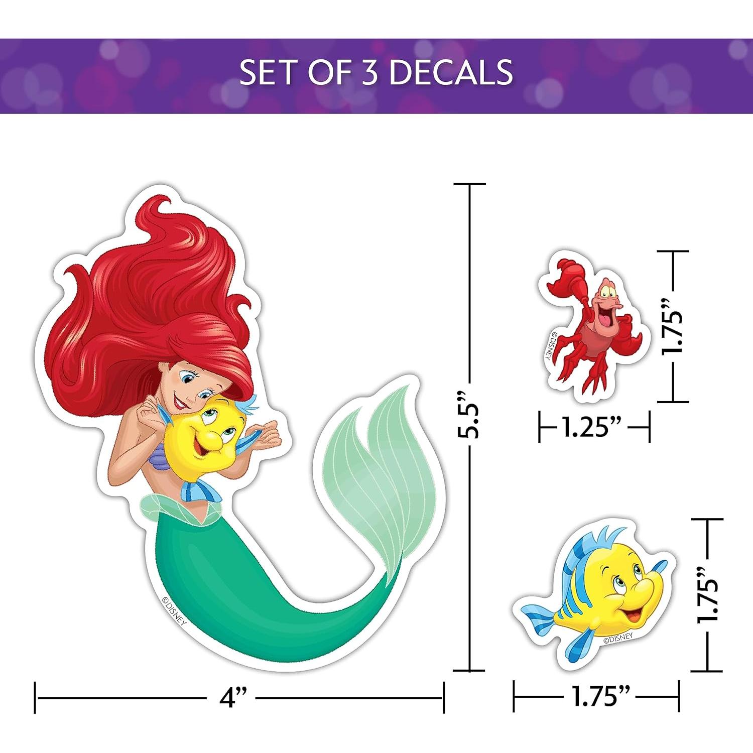 Set de 3 Calcomanías Disney La Sirenita - Ariel, Flounder, Sebastián