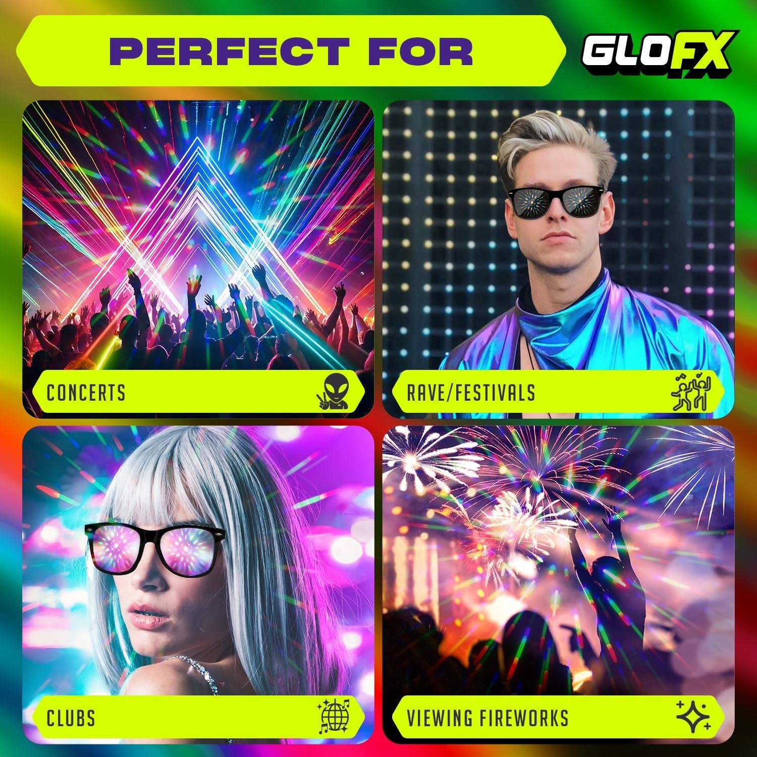 Gafas de Difracción GloFX Marco Negro Espejo Halo