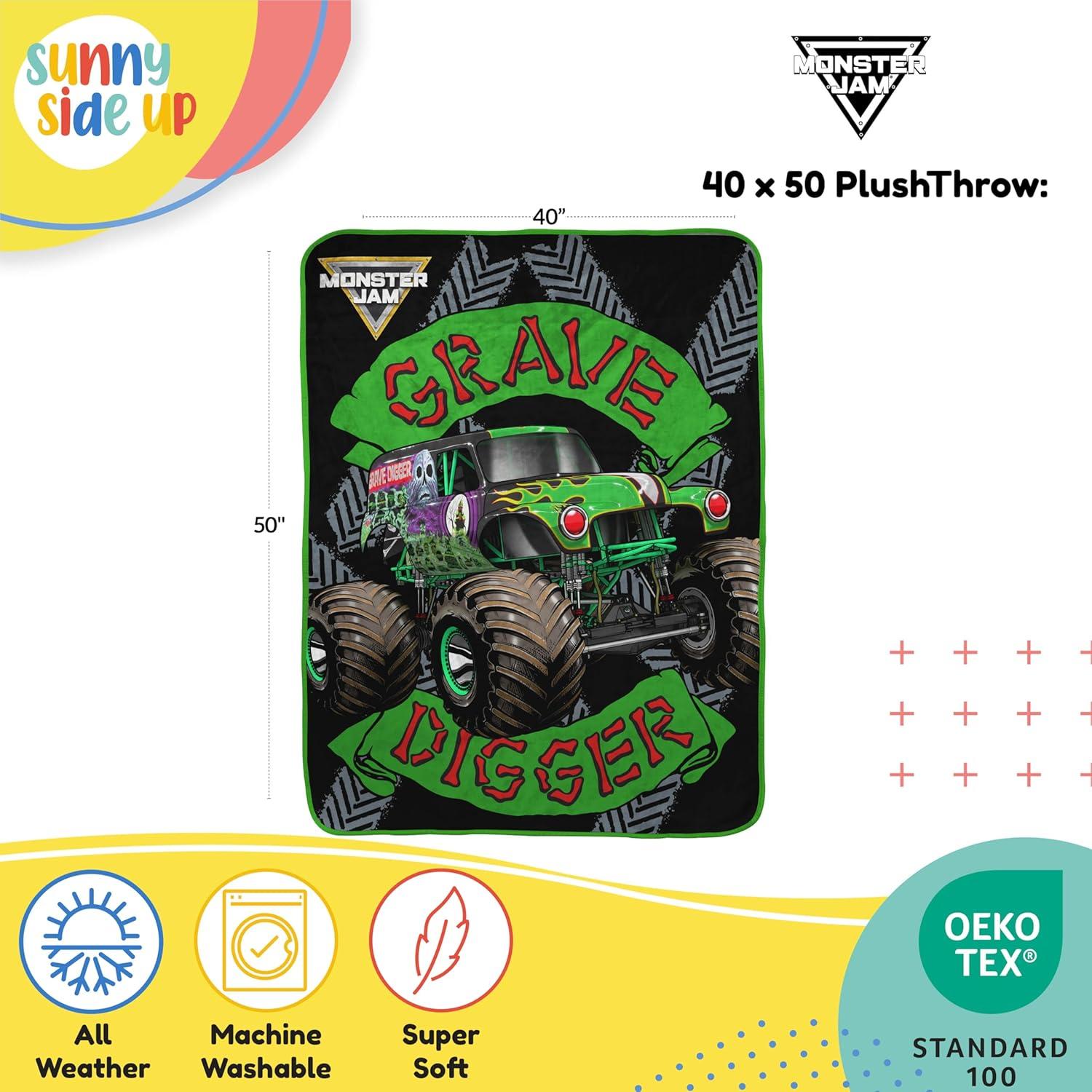 Manta de Viaje de Peluche Sunny Side Up 101.6x127 cm Monster Jam