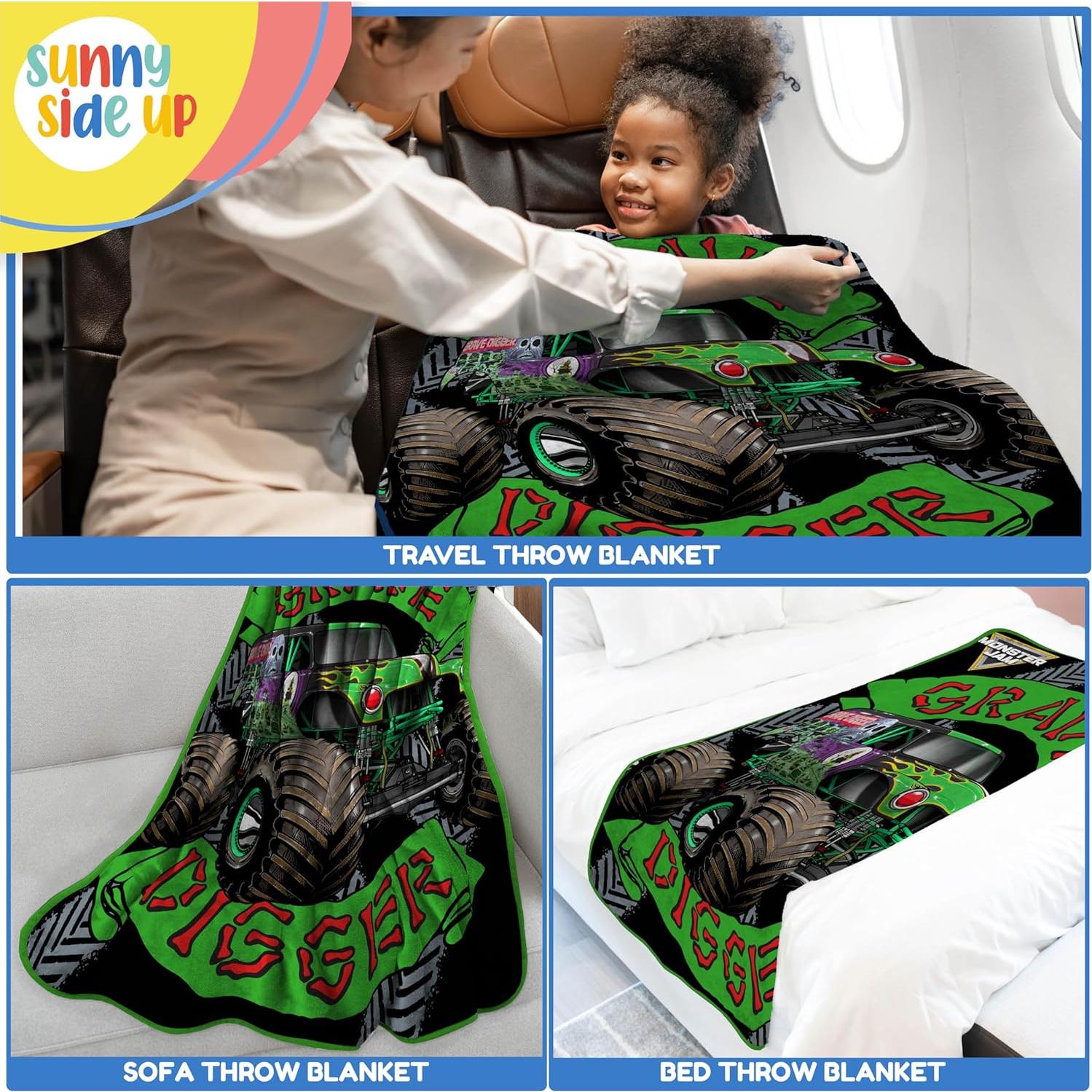 Manta de Viaje de Peluche Sunny Side Up 101.6x127 cm Monster Jam