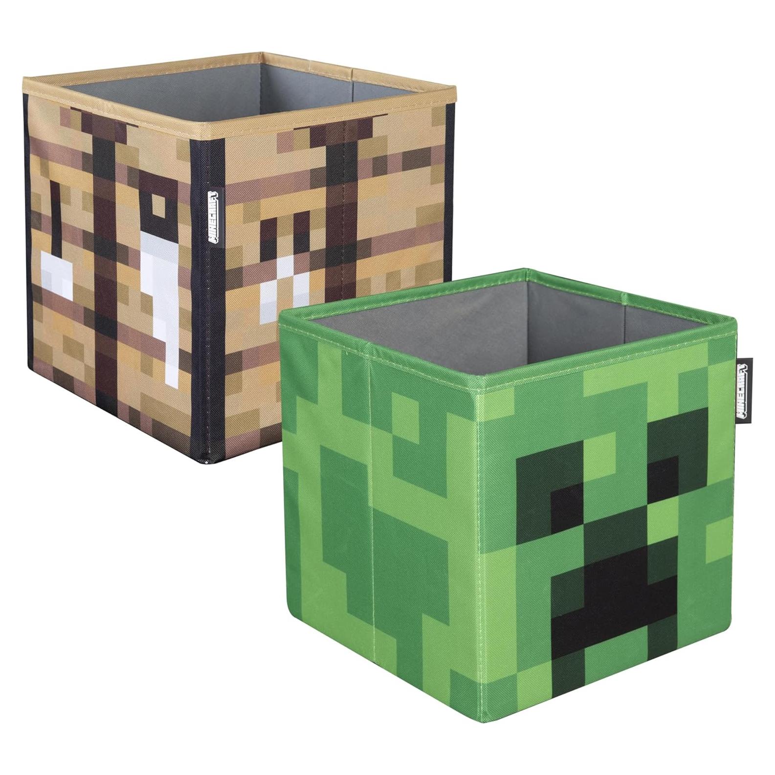 Cajas de Almacenamiento de Tela Phoenix - Minecraft 2pc - Creeper y Mesa de Trabajo 27x27x27cm