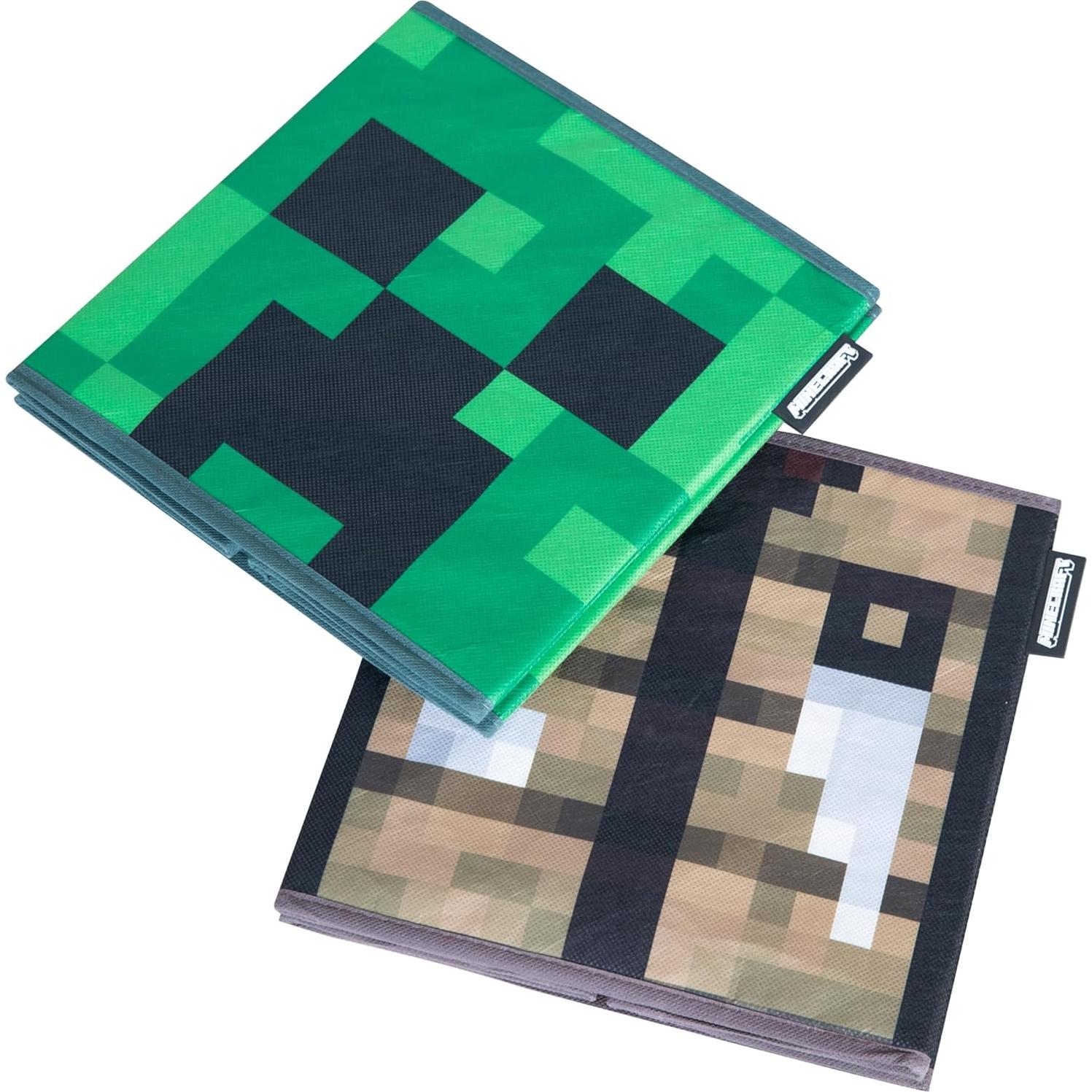 Cajas de Almacenamiento de Tela Phoenix - Minecraft 2pc - Creeper y Mesa de Trabajo 27x27x27cm