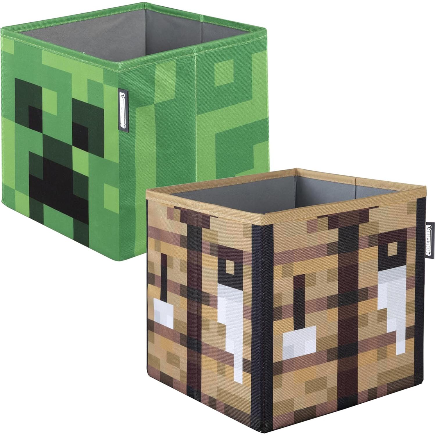 Cajas de Almacenamiento de Tela Phoenix - Minecraft 2pc - Creeper y Mesa de Trabajo 27x27x27cm